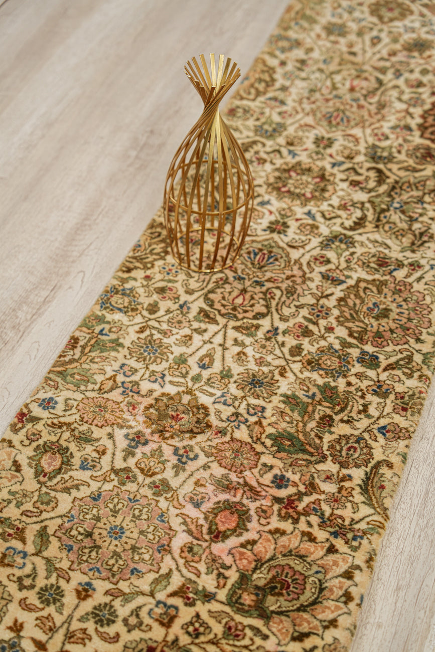 Vintage Kashmiri floral Rug 6'7" x 1'7"