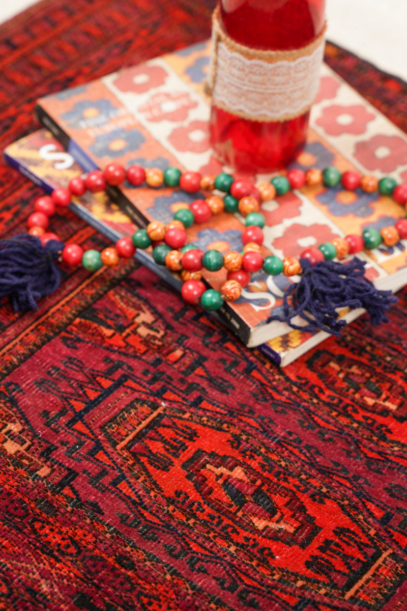 vintage Turkoman Solar Juval Rug 5'1" x 2'2"