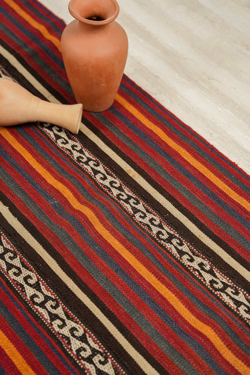 Antique Uzibek Jajim kilim 6'1" x 2'8"