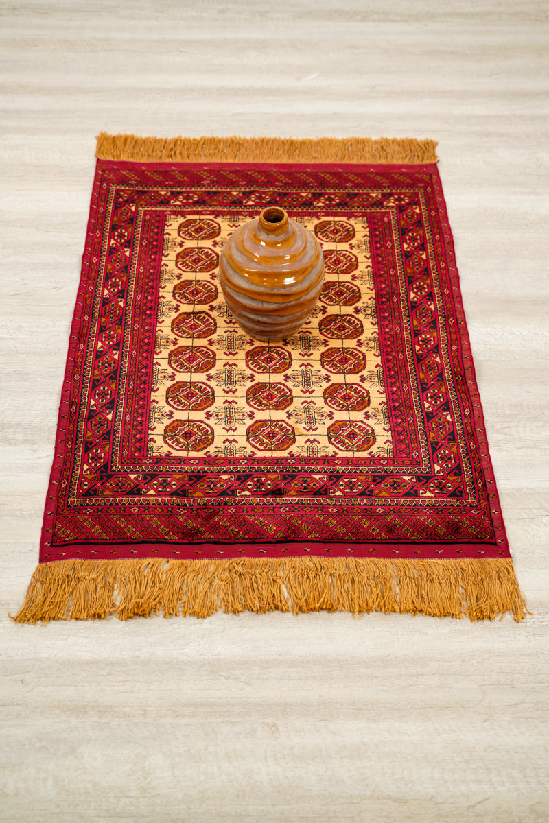 Vintage Silk Turkoman Double Side Rug 2'10" x 2'1"