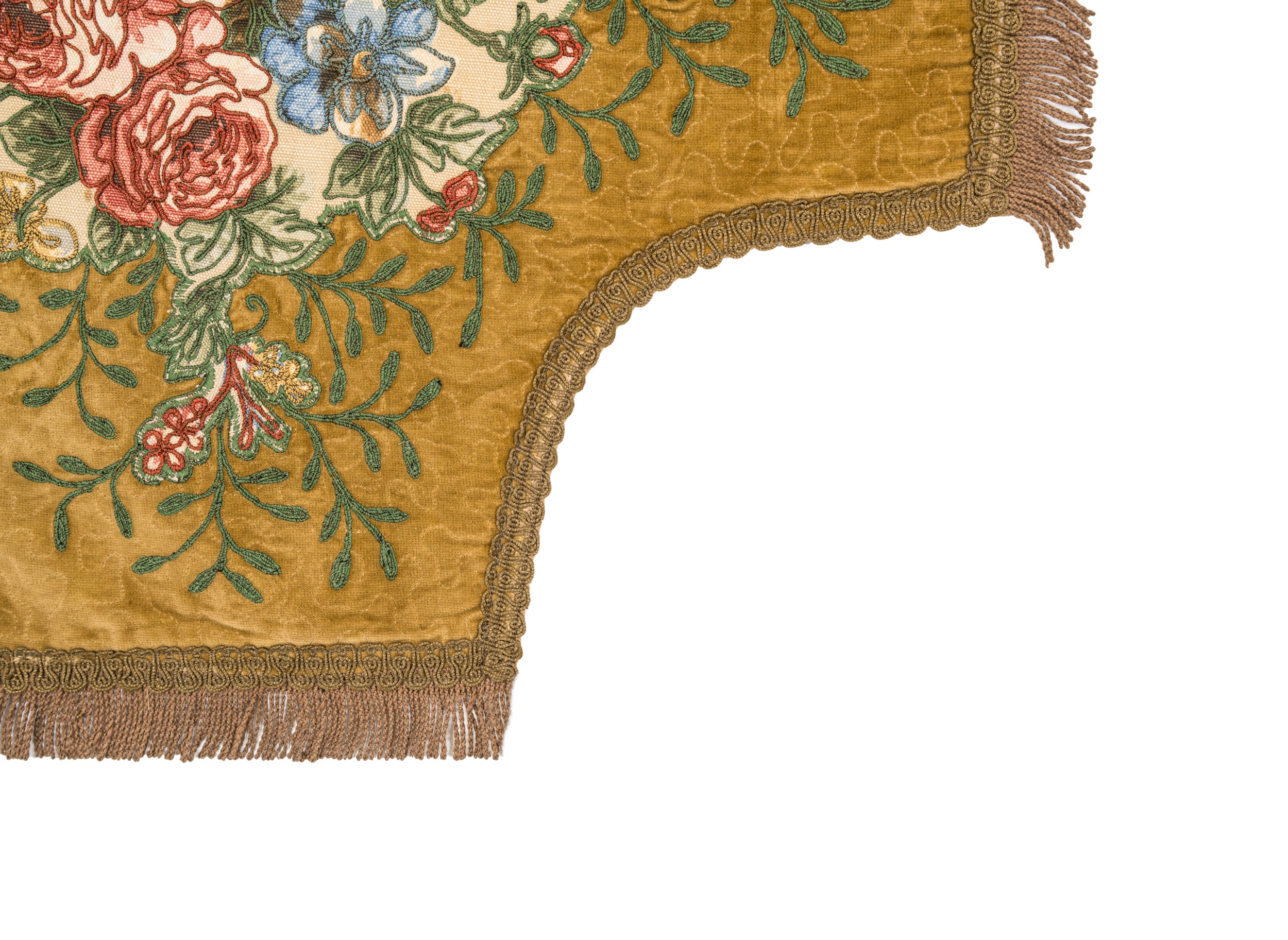 Antique Belgian ecclesiastical doily embroidery 2'1" x 2'1"