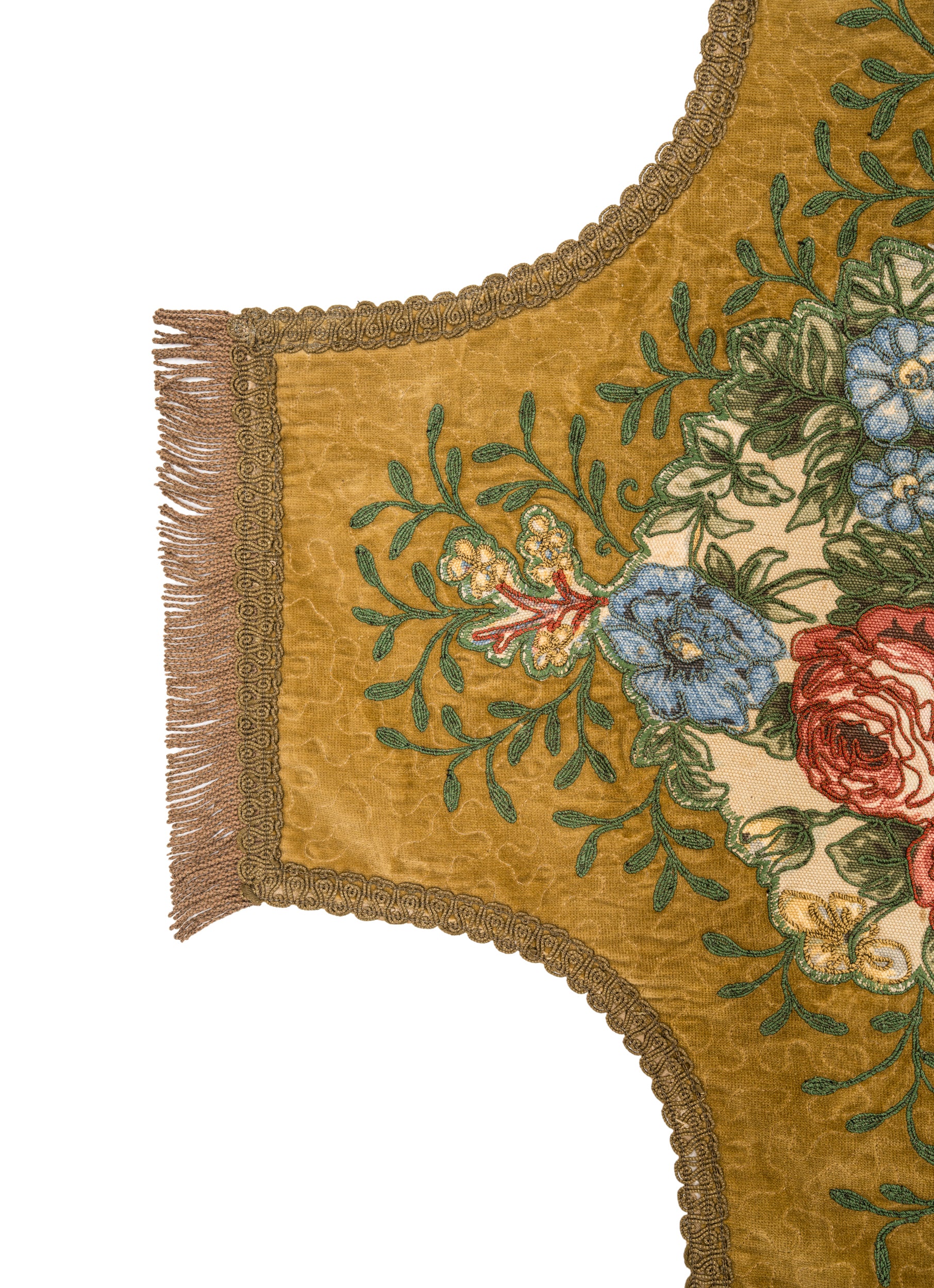 Antique Belgian ecclesiastical doily embroidery 2'1" x 2'1"