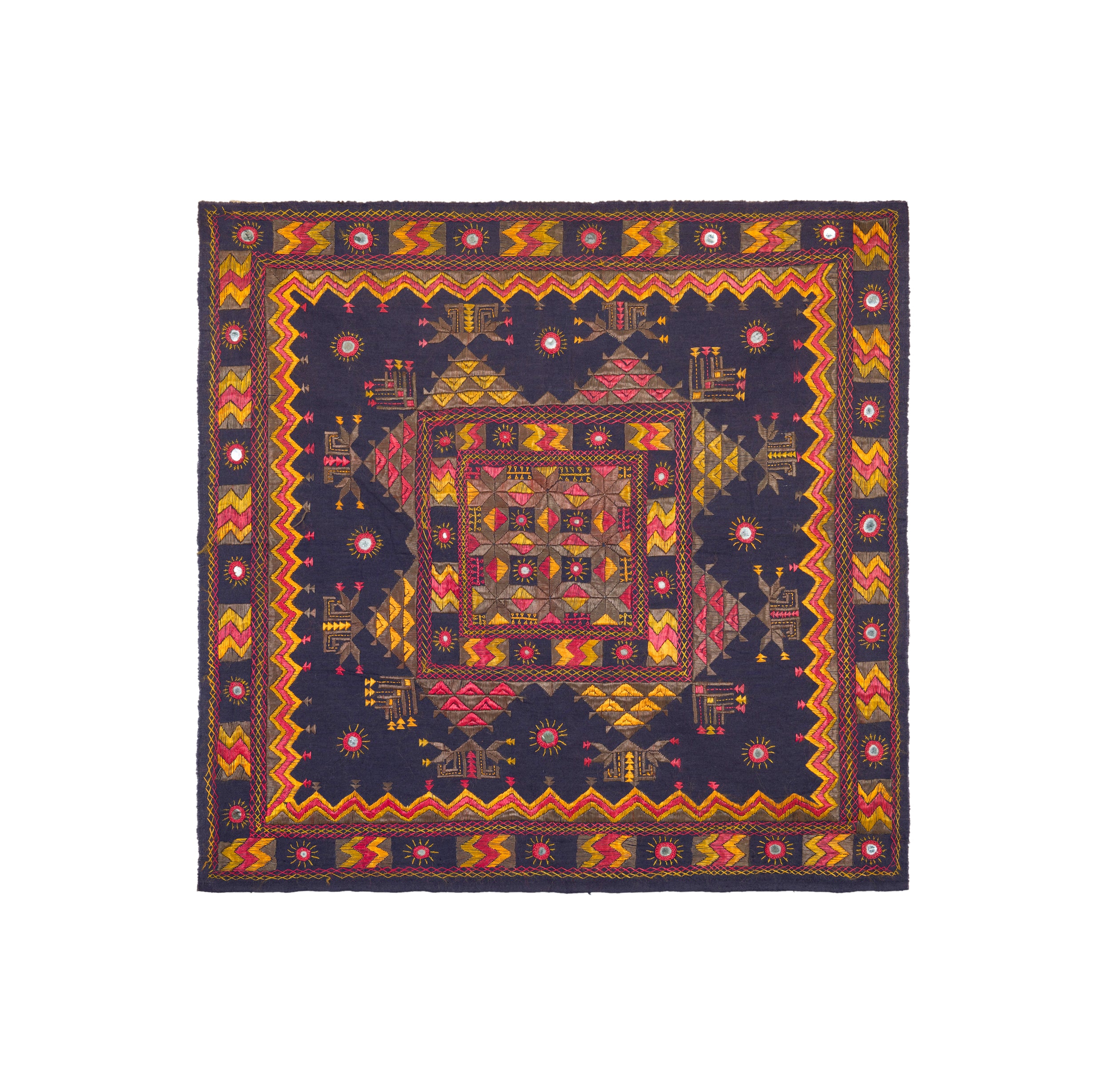 Vintage South Asian Hand Embroidery 2' x 2'1"