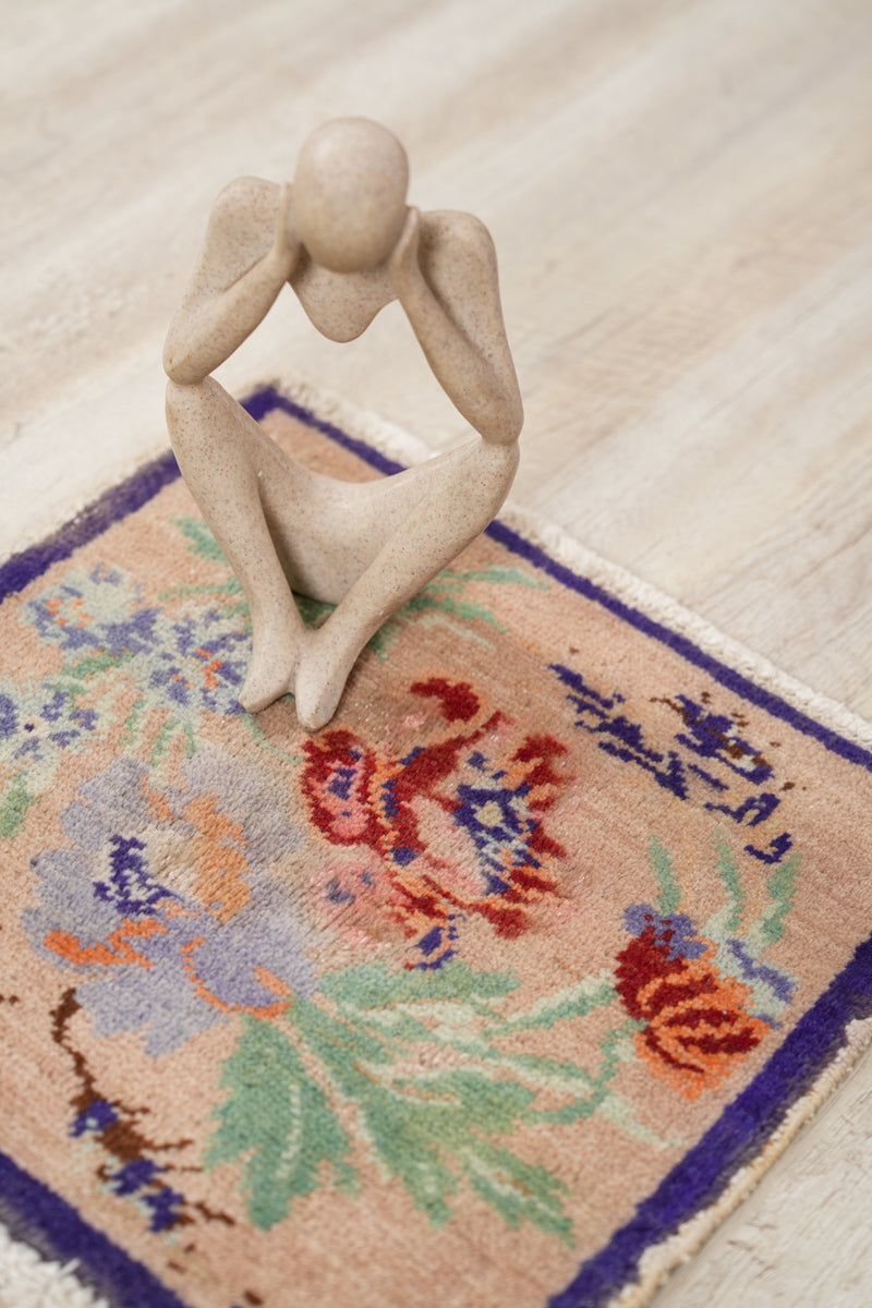 Vintage Turkish Table Rug 1'3" x 1'2"