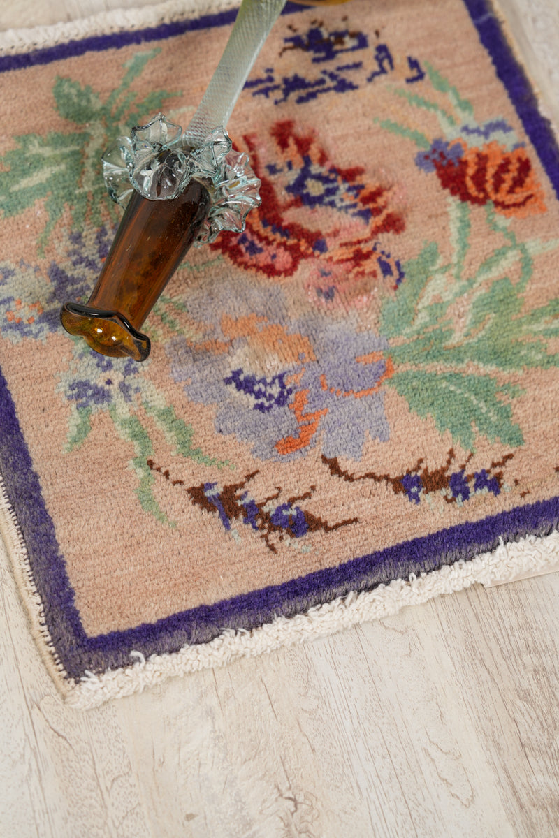 Vintage Turkish Table Rug 1'3" x 1'2"