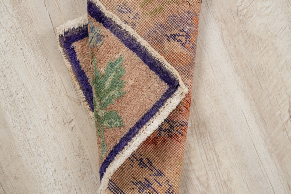 Vintage Turkish Table Rug 1'3" x 1'2"