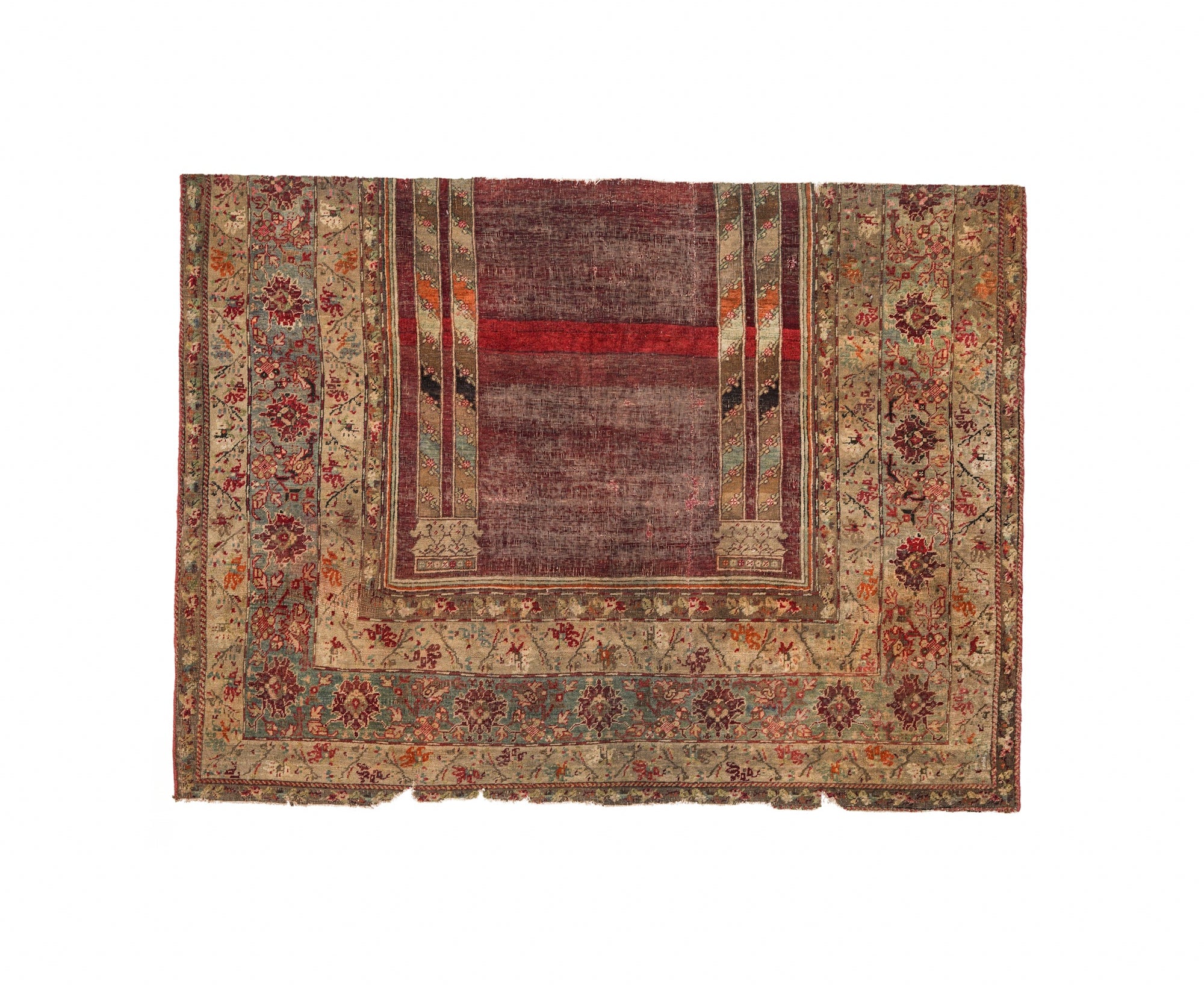 Antique Anatolian Prayer Rug Fragment 4' x 3'