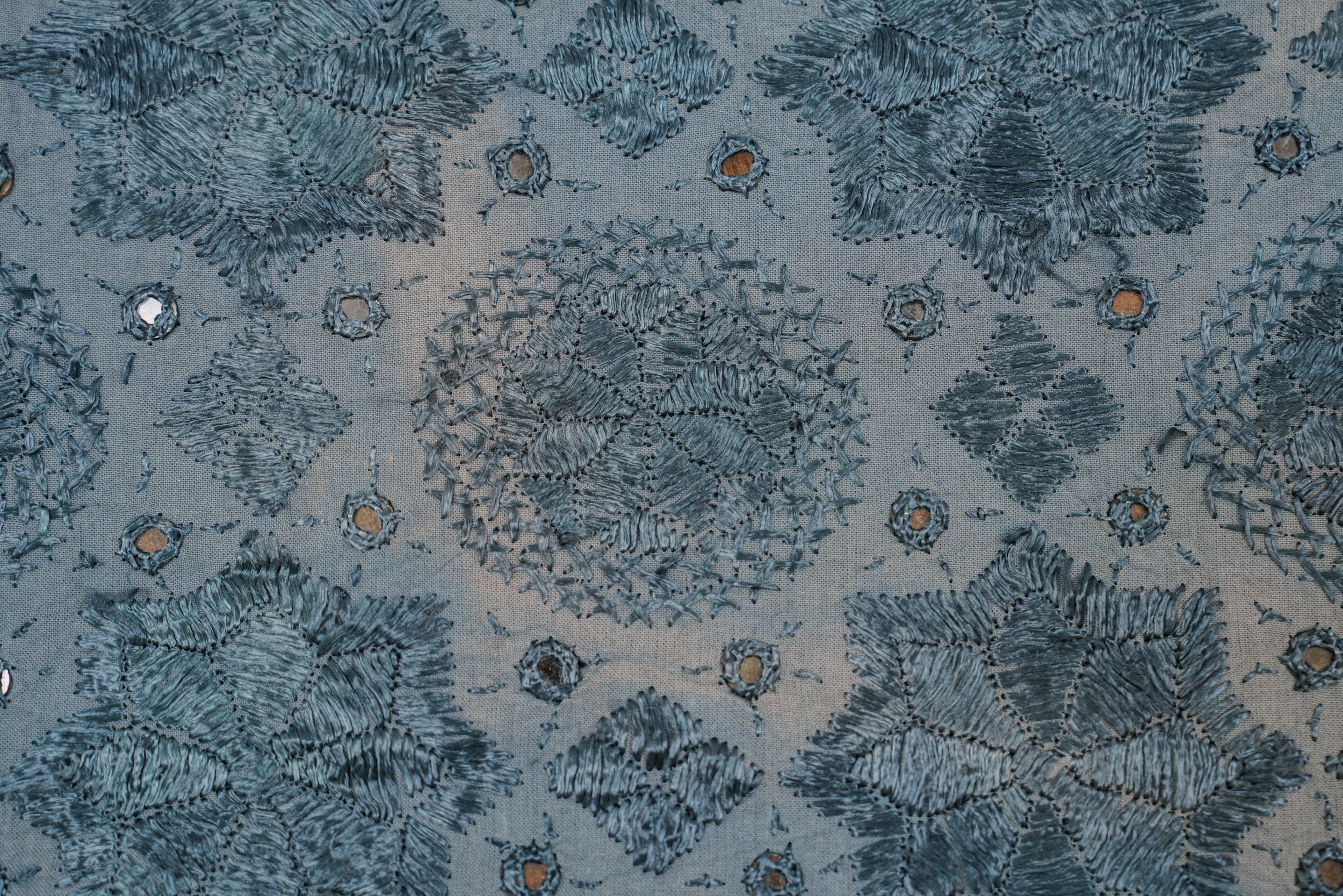 Vintage Indian Textile Embroidery 7'8" x 6'