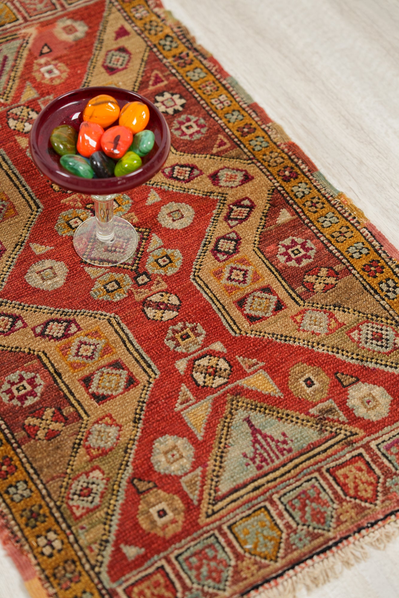 Antique Anatolian Dazkiri yastik Rug 2'10" x 1'9"