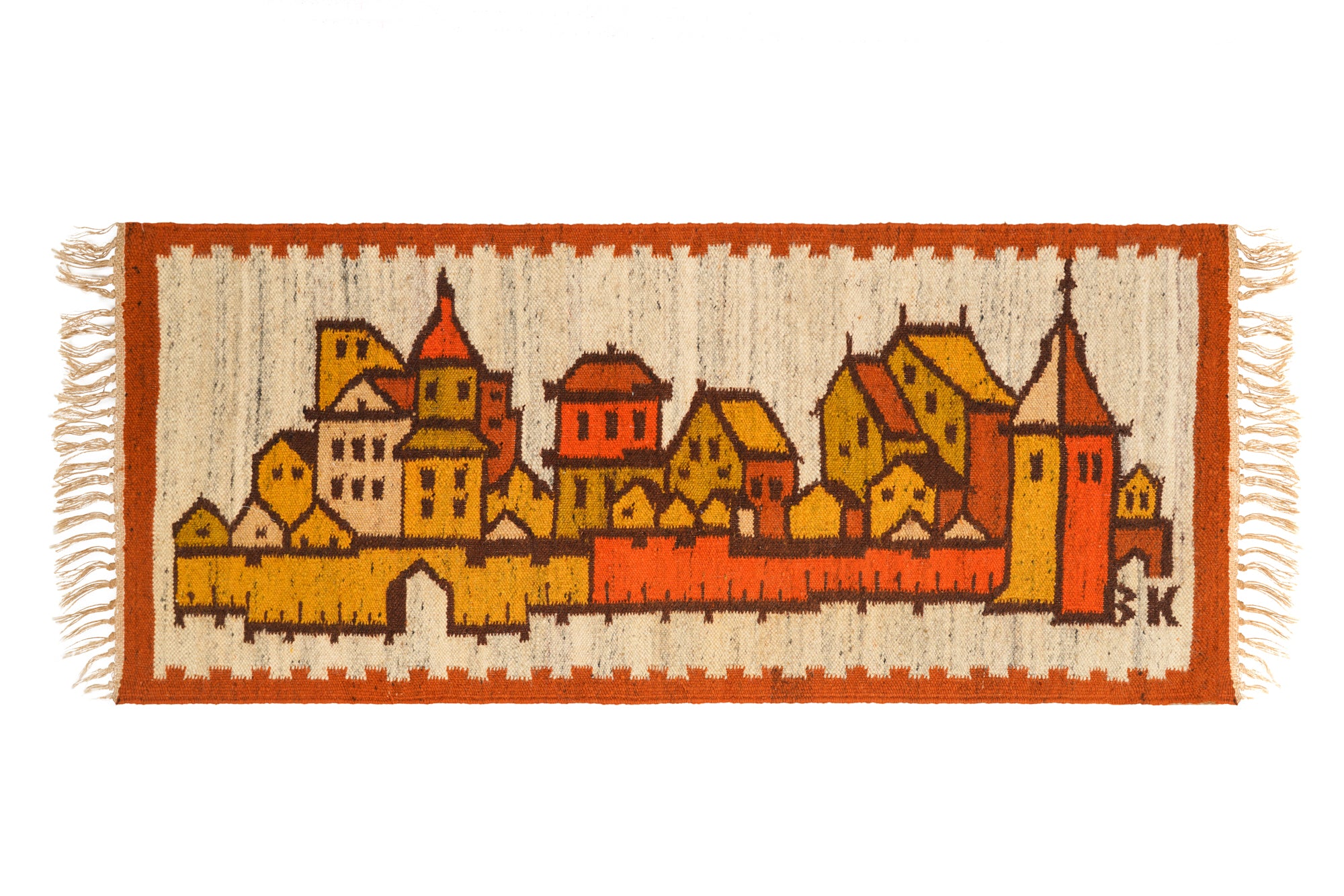 Vintage Polish Folklore Kilim 3'9" x 1'7"