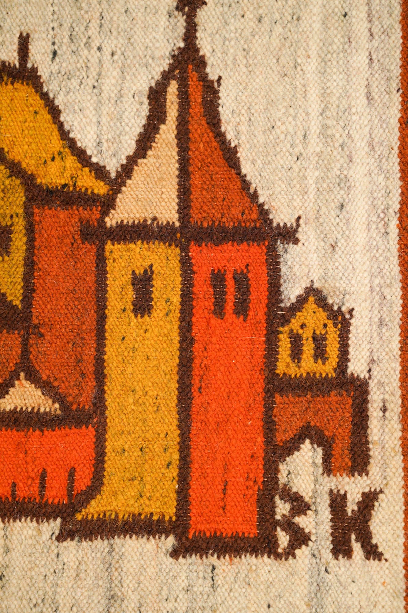 Vintage Polish Folklore Kilim 3'9" x 1'7"