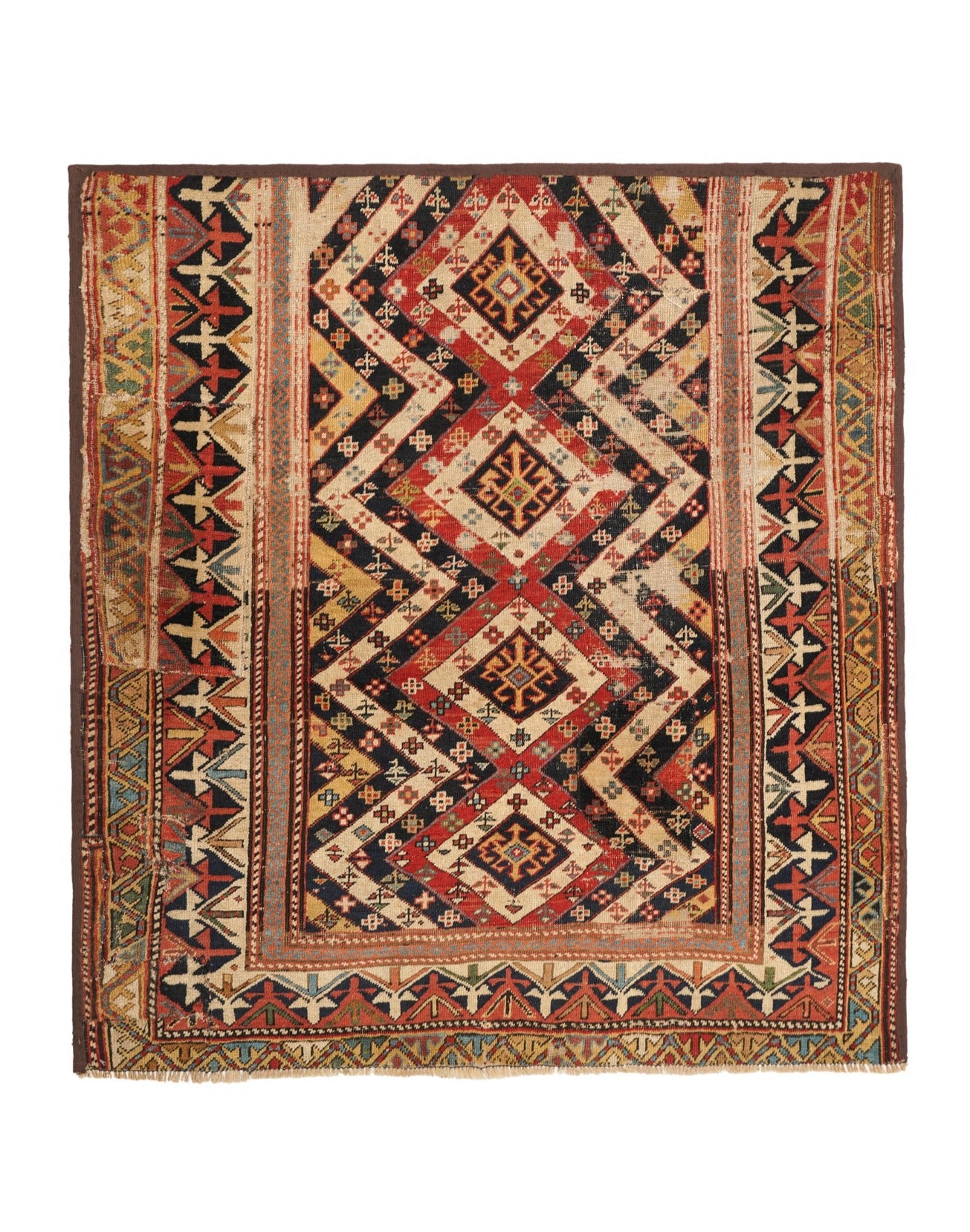 Antique Caucasian Shirvan Maharamat Rug 3'8" x 3'1" (Fragment)