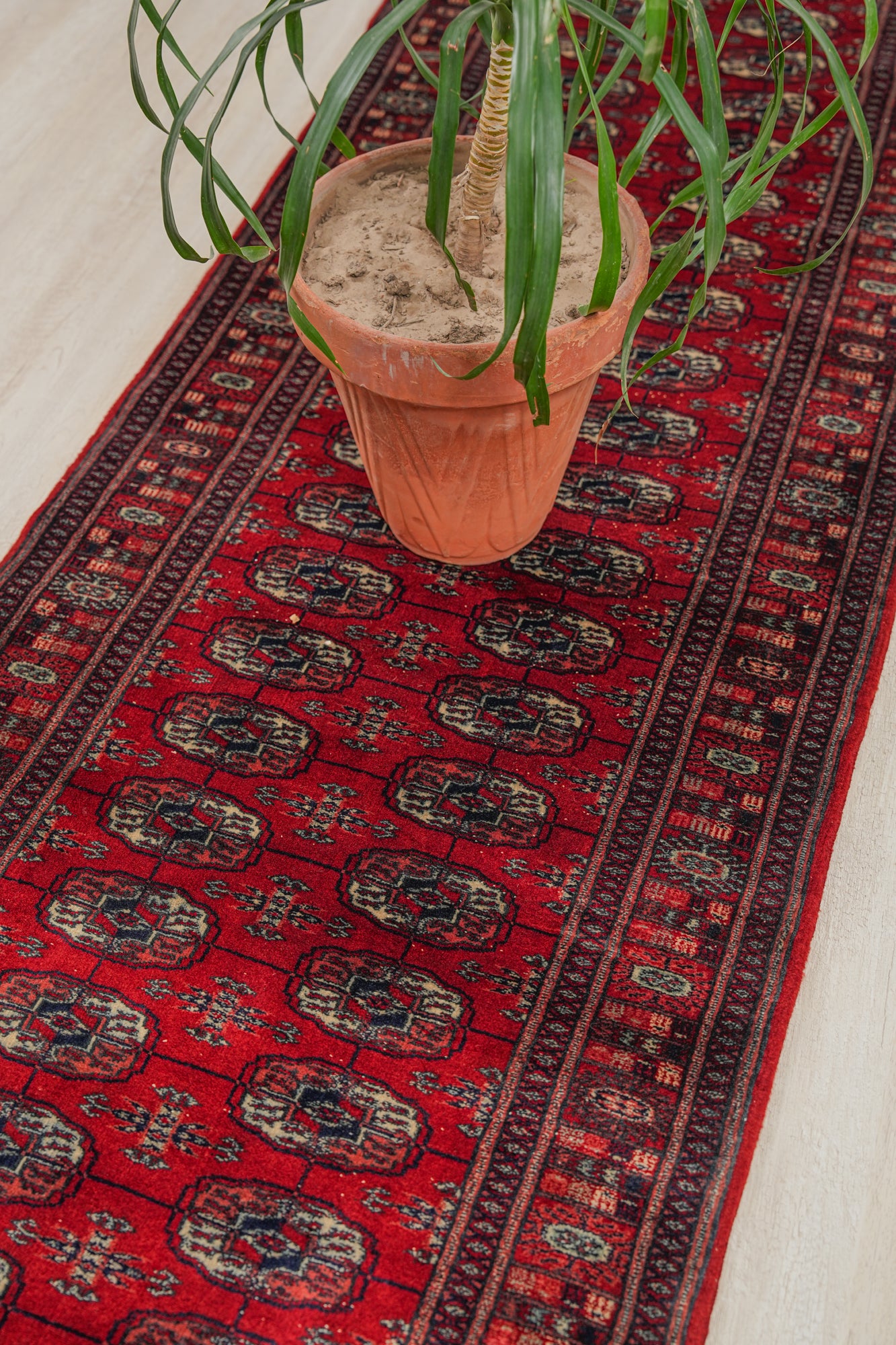 Vintage Pakistani Bokhara Hallway Rug 12'5" x 2'8"