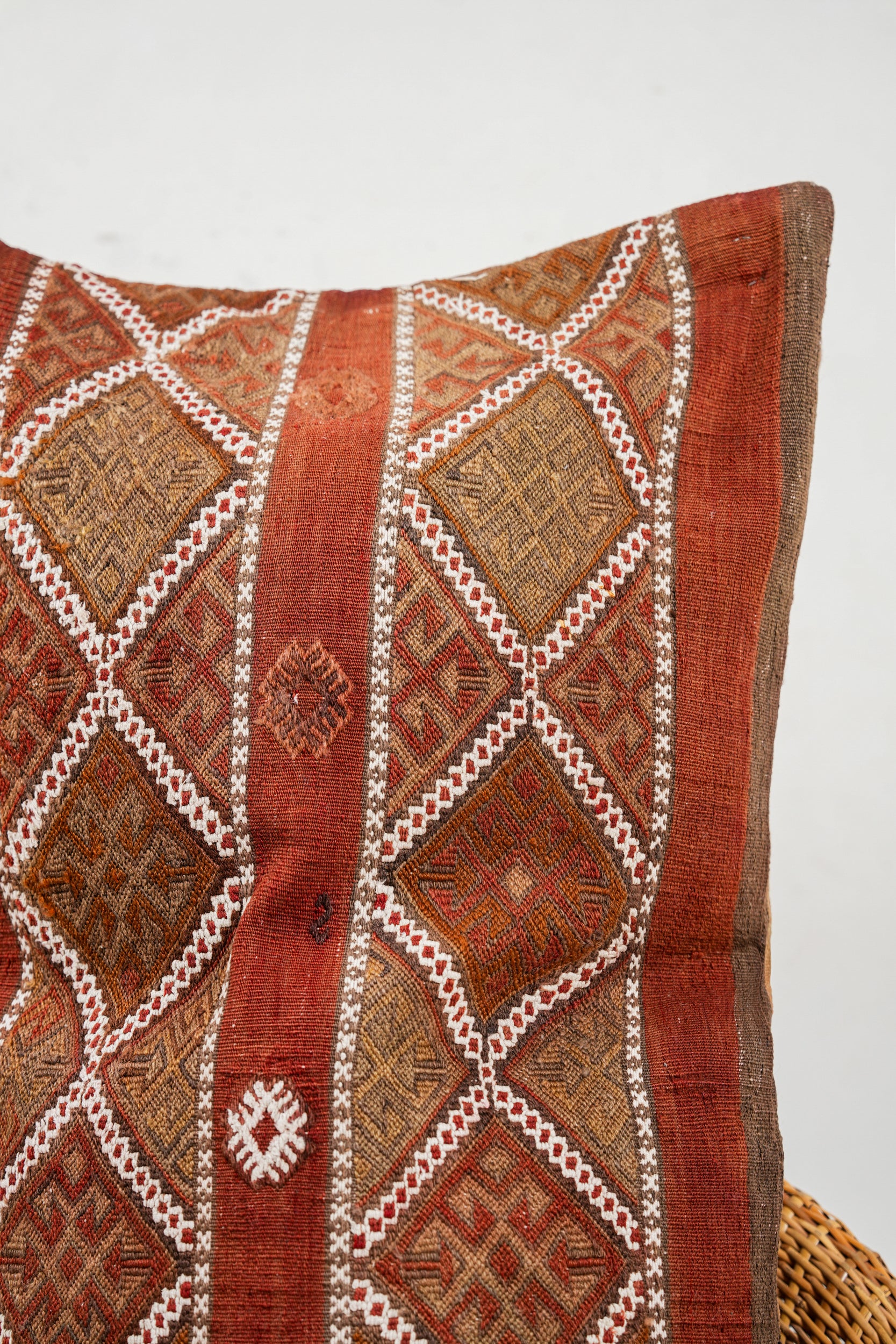 Vintage Turkish Lumbar Kilim Pillow 3'10" x 2'
