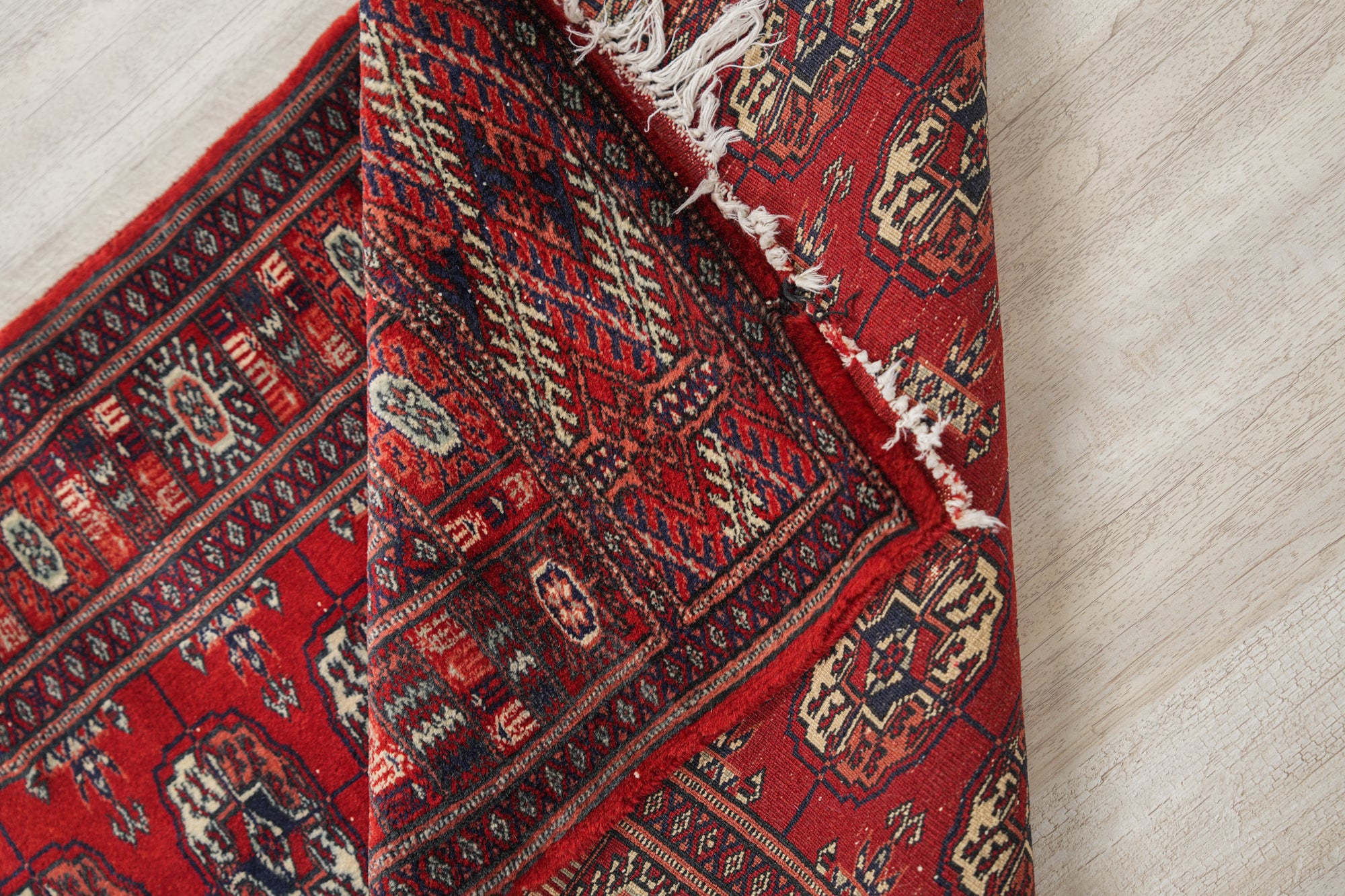 Vintage Pakistani Bokhara Hallway Rug 12'5" x 2'8"