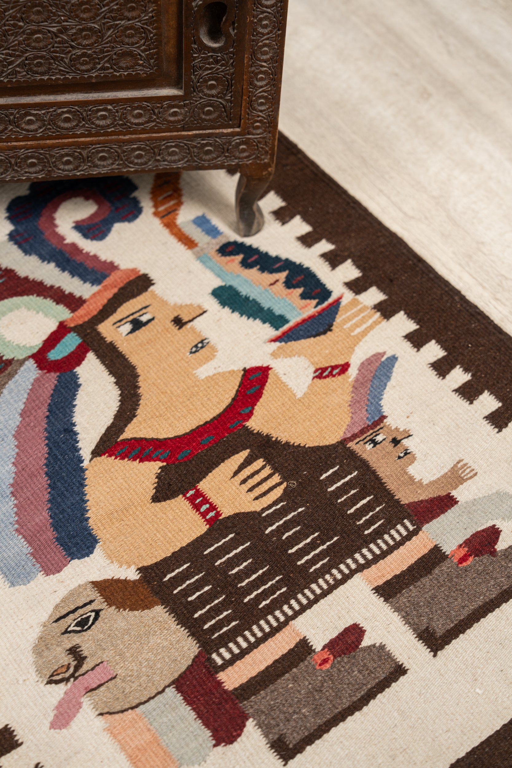 Vintage Aztec Tapestry 3'6" X 2'1"