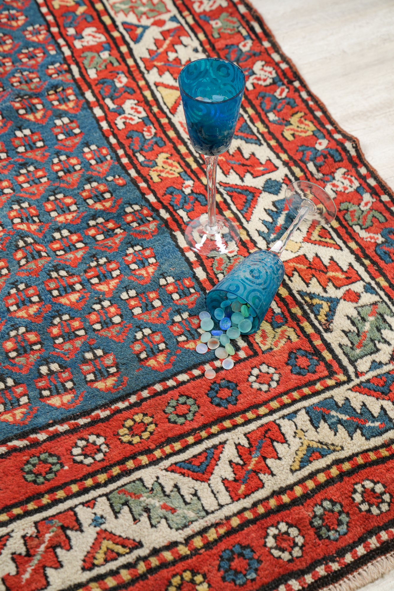 Antique Caucasian Kazak Rug 7'9" x 3'8"