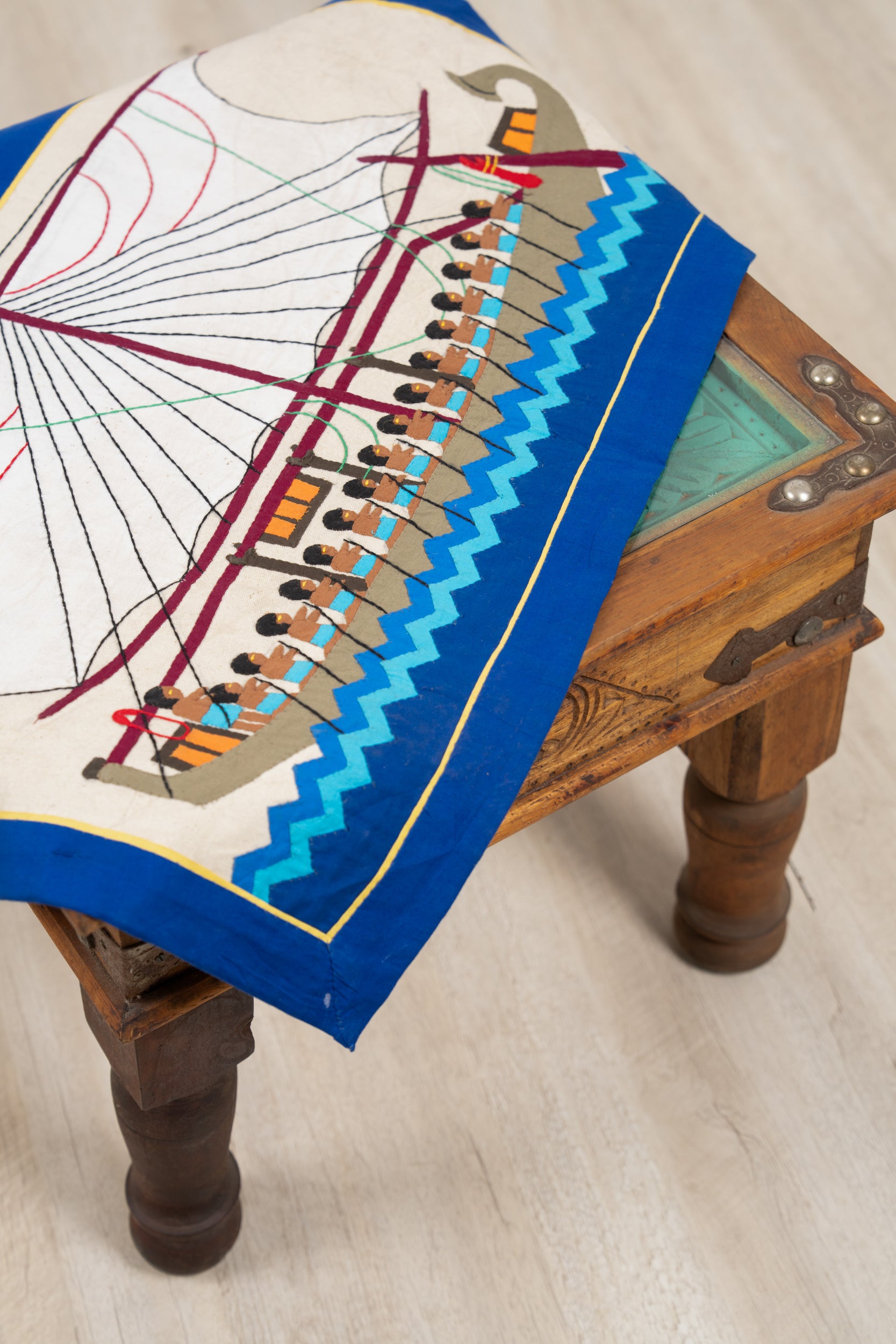 Vintage Egyptian Embroidered Tapestry 2'3" x 1'5"