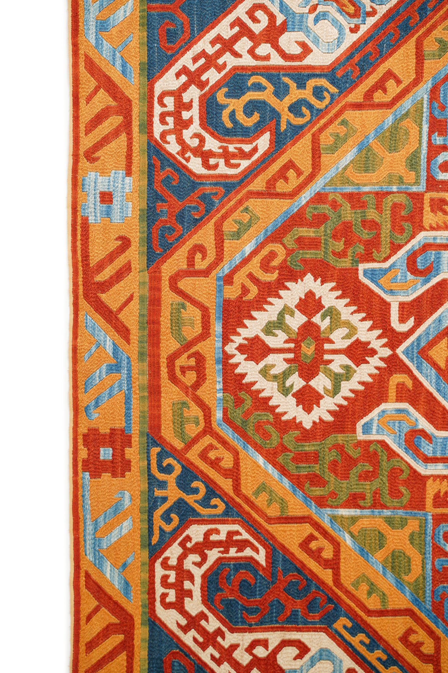 Vintage Dagestani Kaitag Silk Embroidery 3'7" x 2'3"
