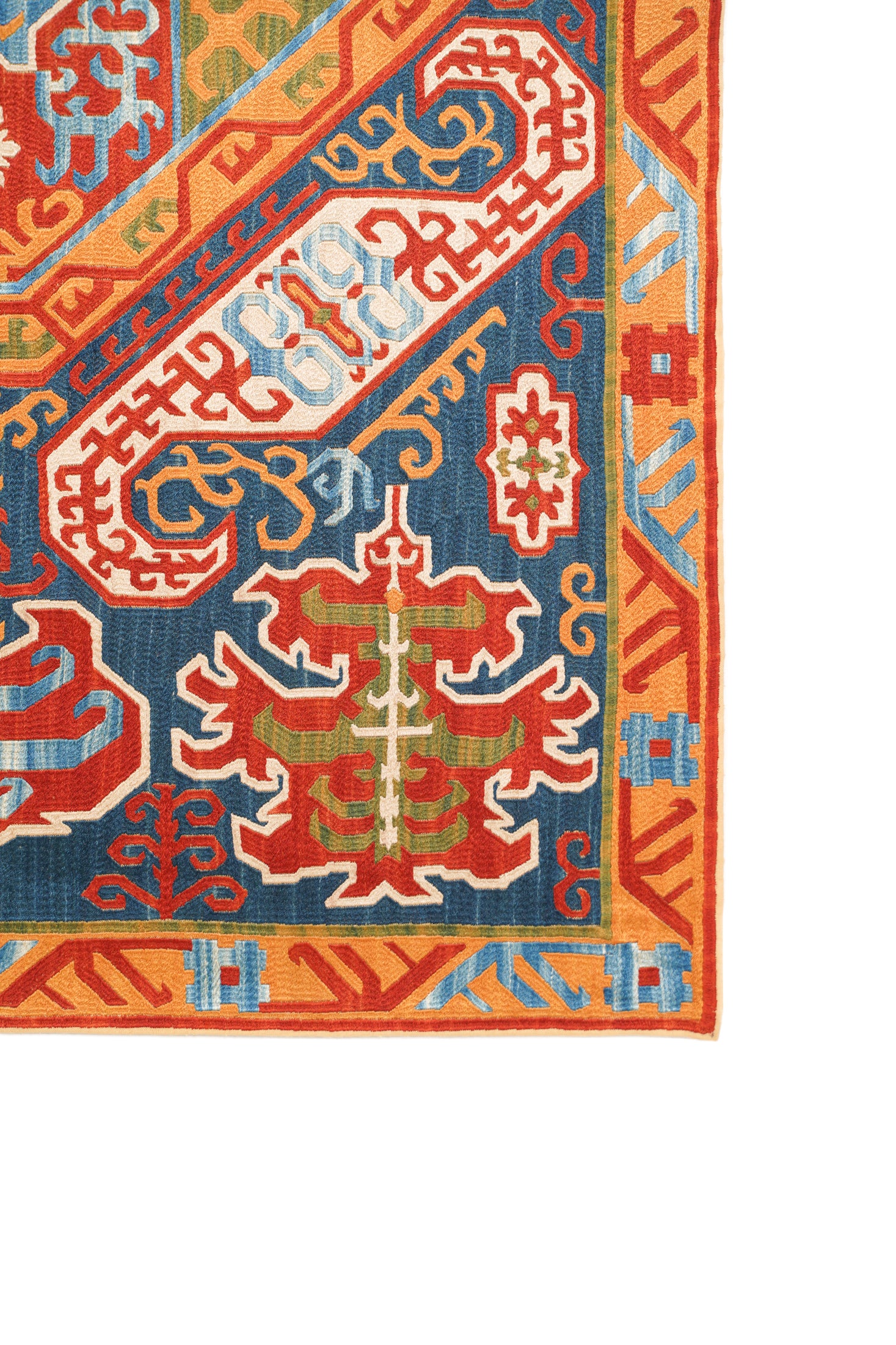 Vintage Dagestani Kaitag Silk Embroidery 3'7" x 2'3"