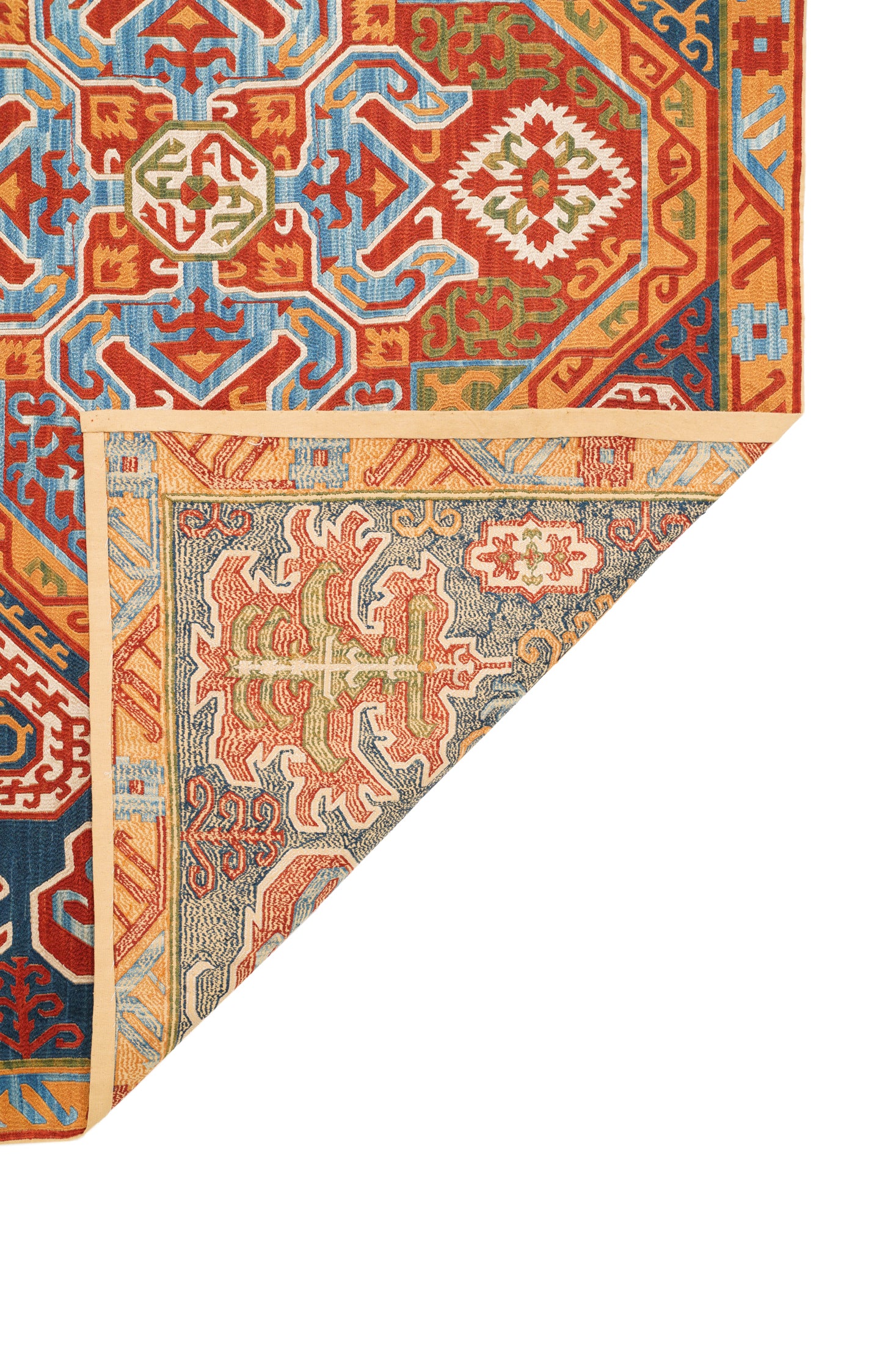 Vintage Dagestani Kaitag Silk Embroidery 3'7" x 2'3"