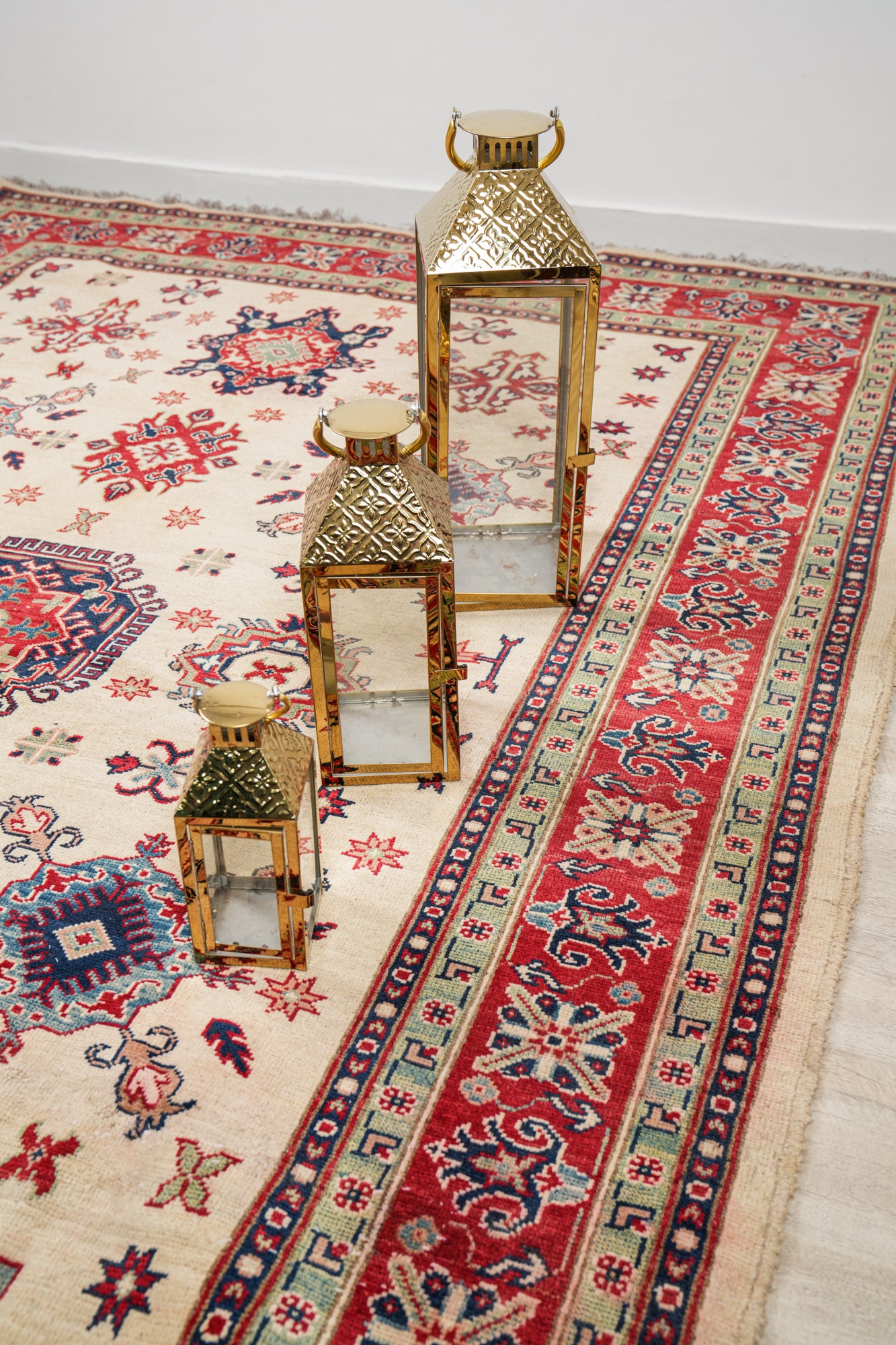 Vintage Afghan Kazak Rug 9'5" x 6'8"