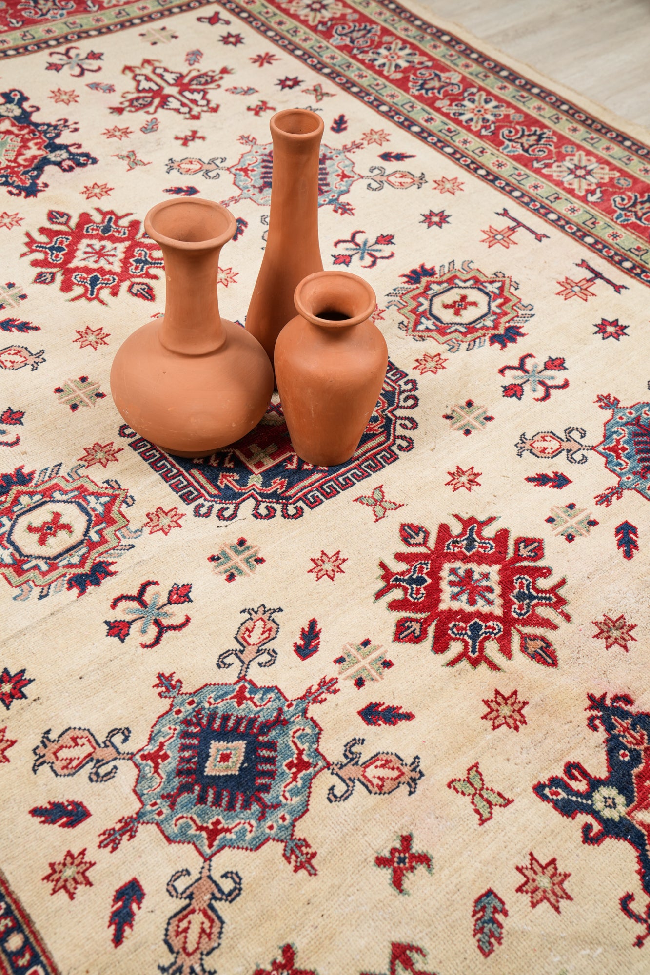 Vintage Afghan Kazak Rug 9'5" x 6'8"