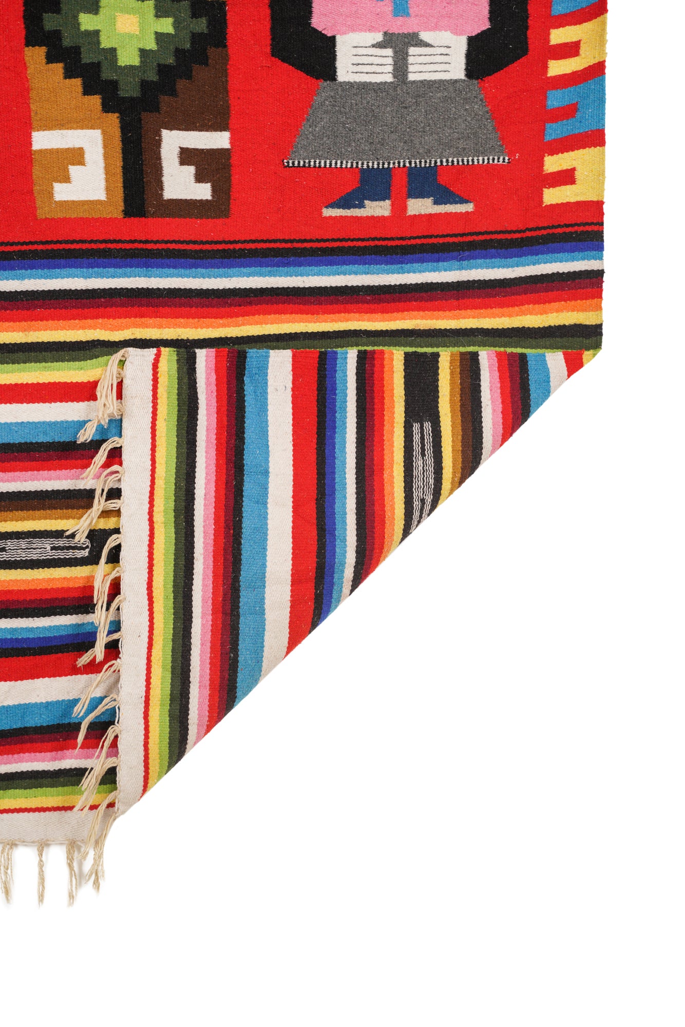 Vintage Mayan Aztec Wool Kilim 7'2" x 4'5"