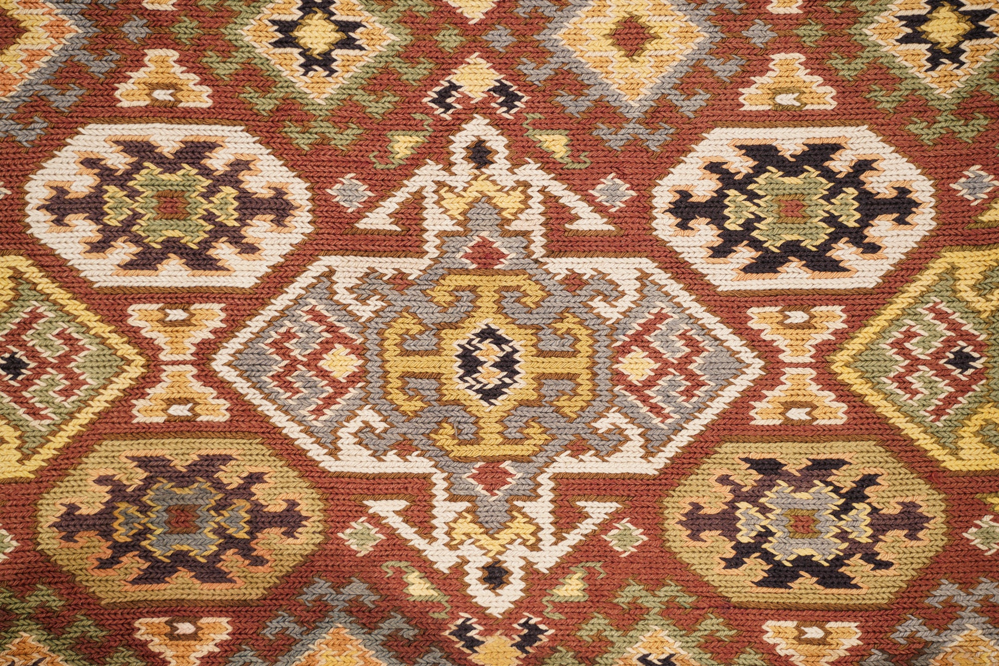 Vintage Scandinavian Chain stitch embroidery textile 6'5" x 2'3"