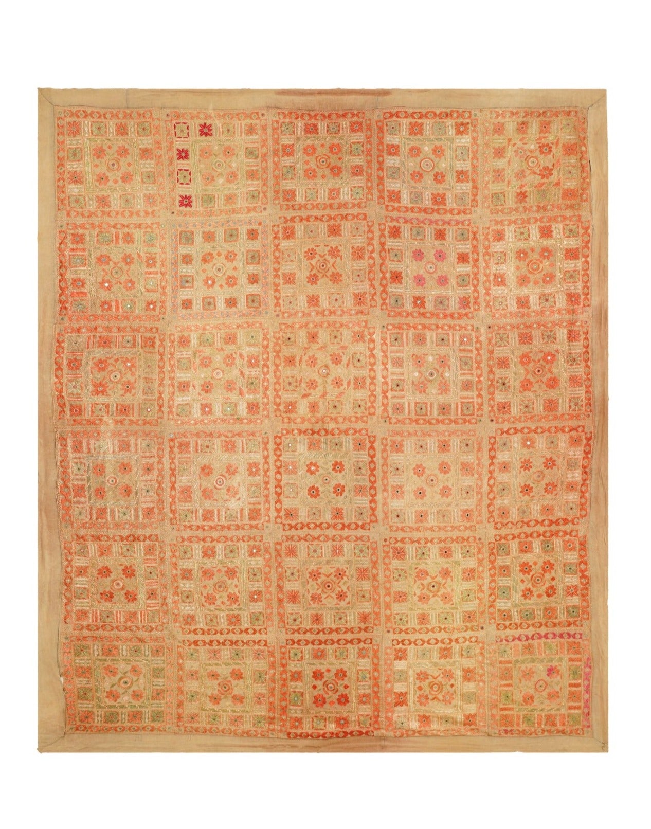 Vintage Indian Mirror Textile 7'6" x 6'6"