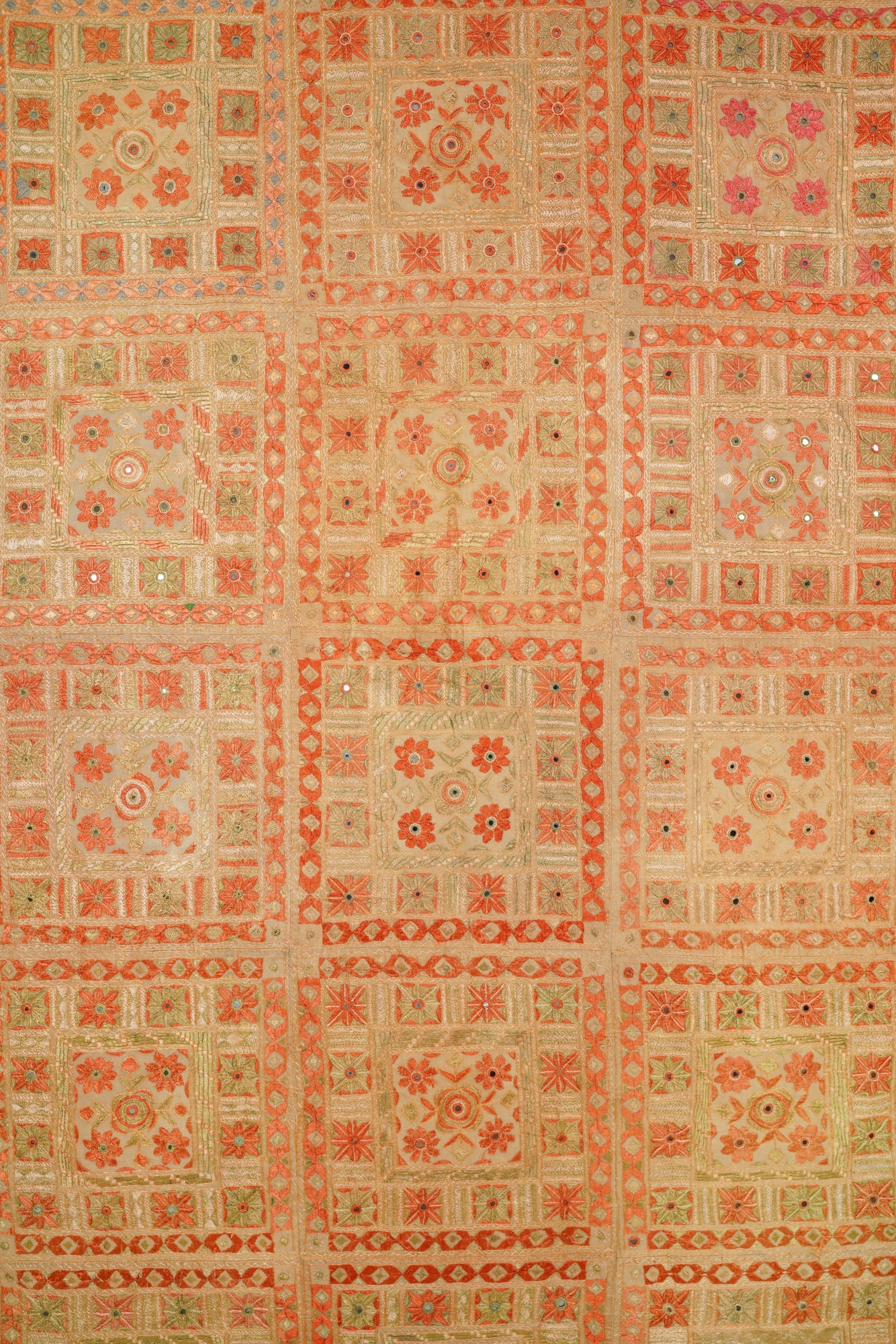 Vintage Indian Mirror Textile 7'6" x 6'6"