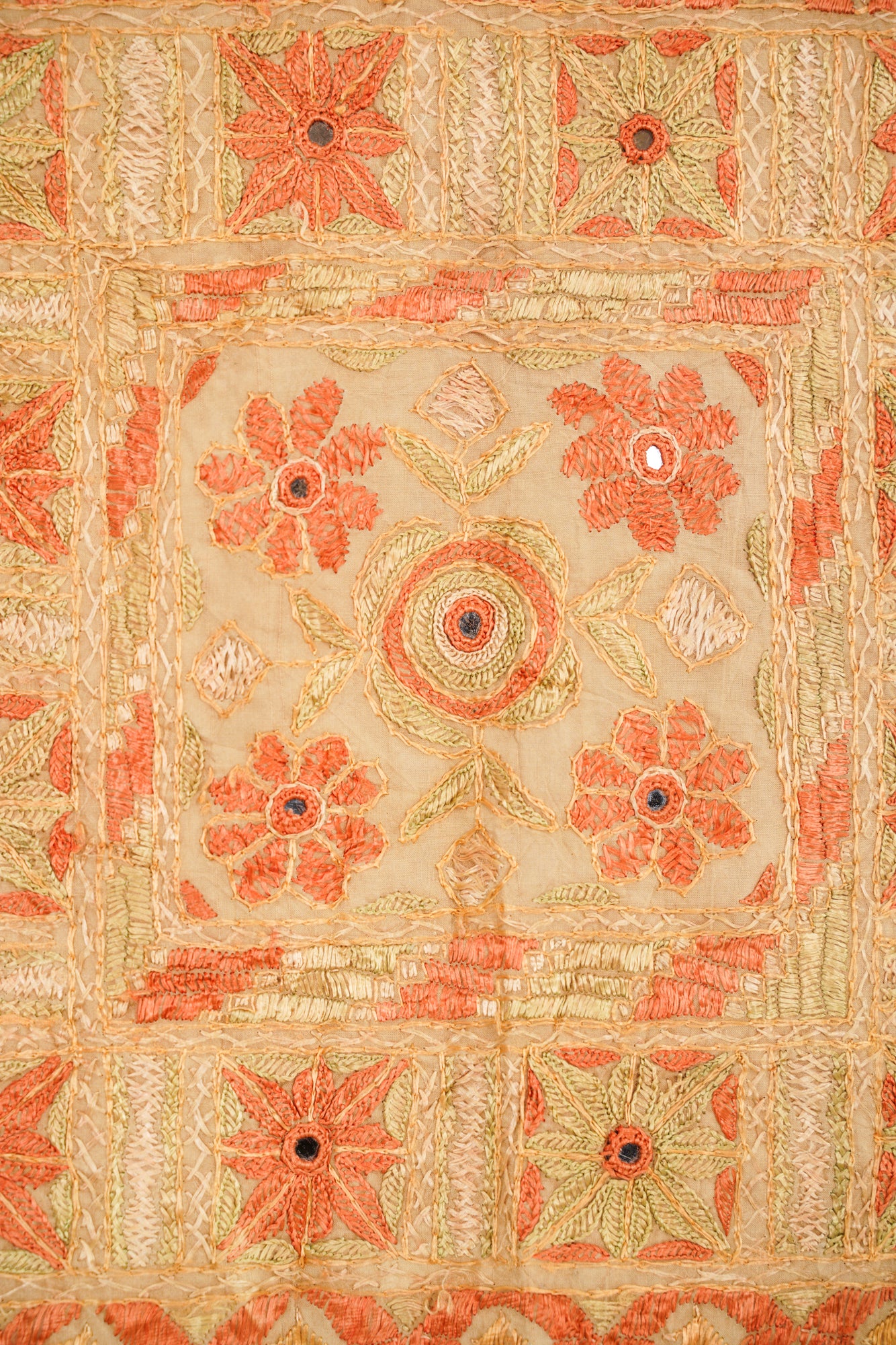 Vintage Indian Mirror Textile 7'6" x 6'6"