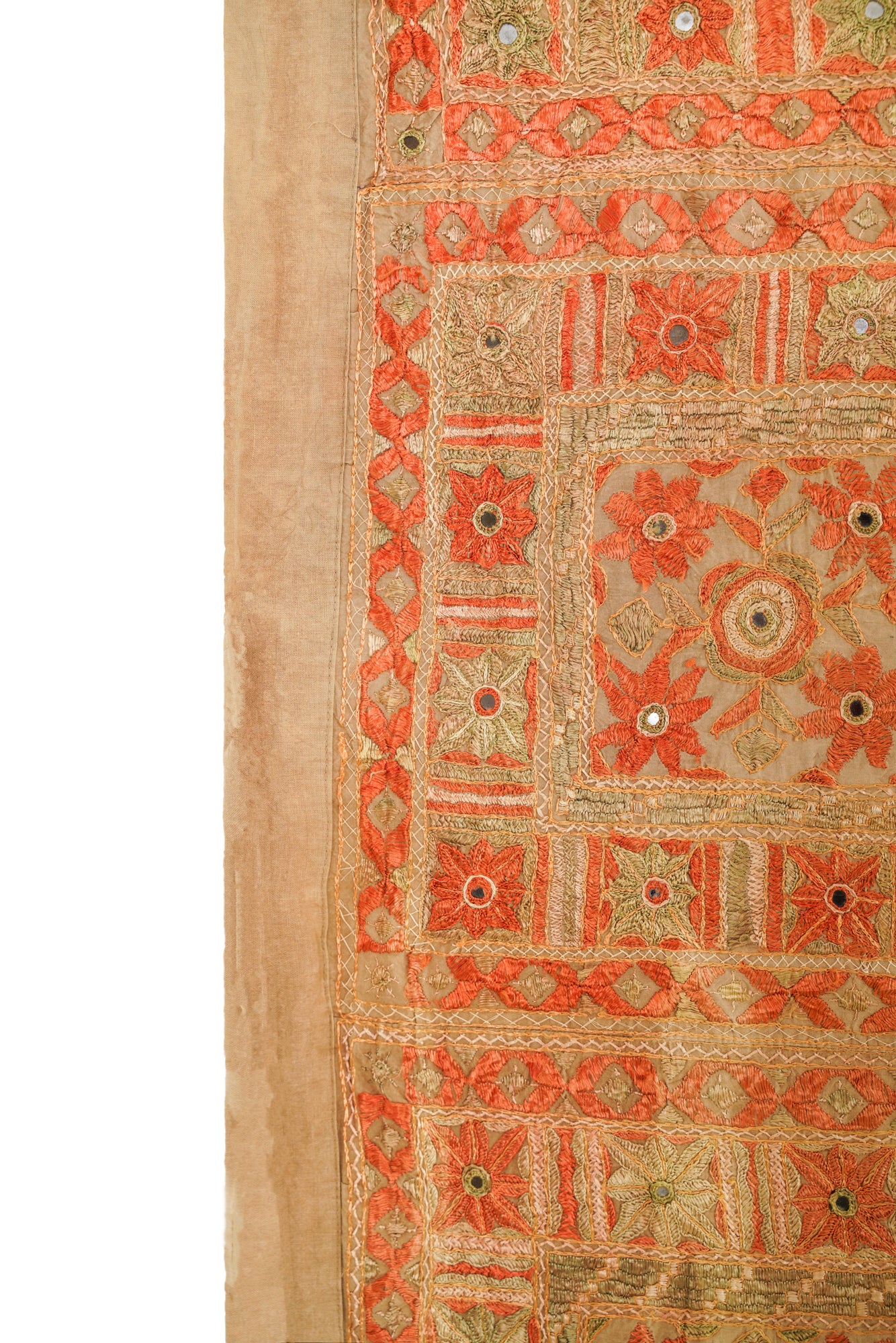 Vintage Indian Mirror Textile 7'6" x 6'6"