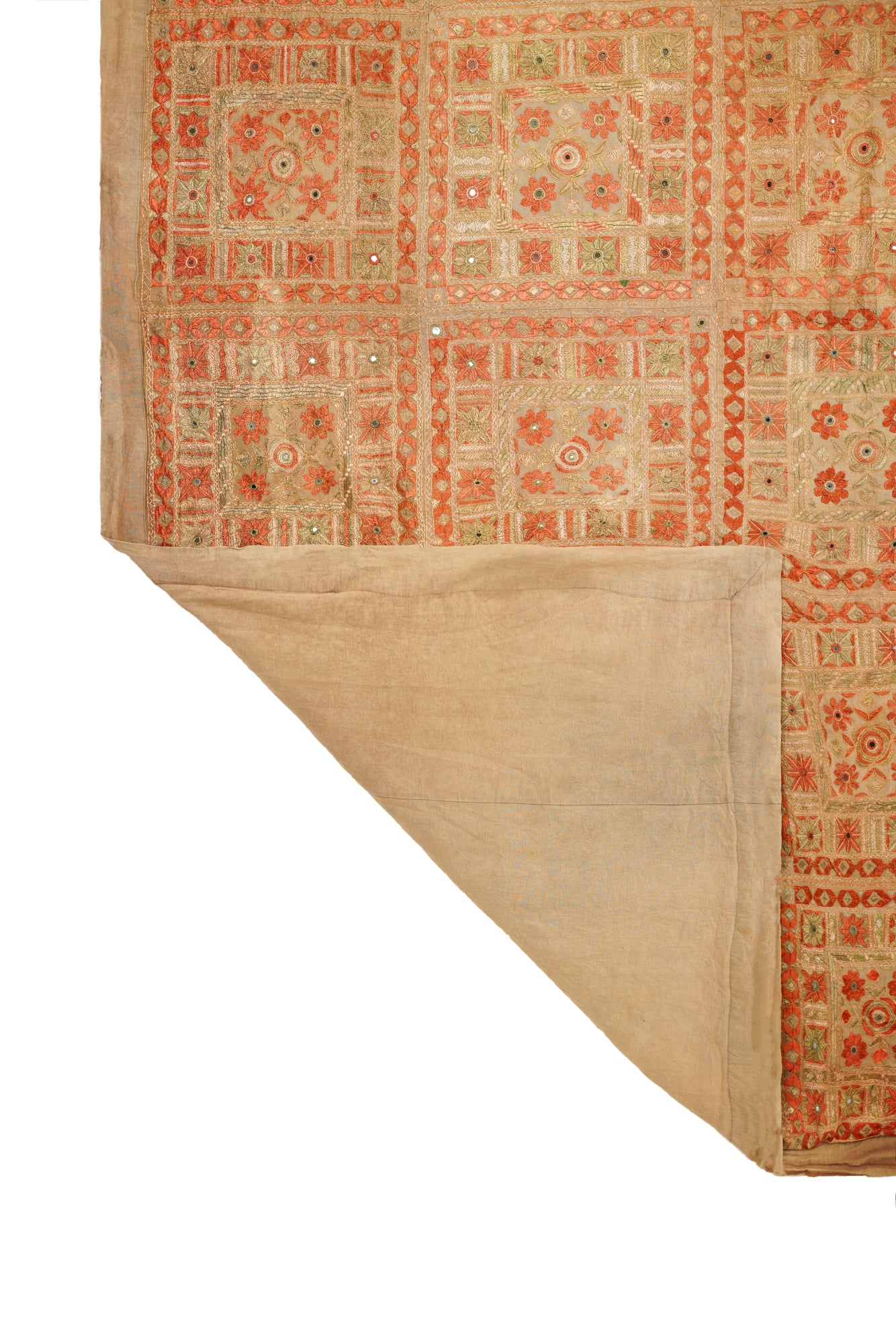 Vintage Indian Mirror Textile 7'6" x 6'6"