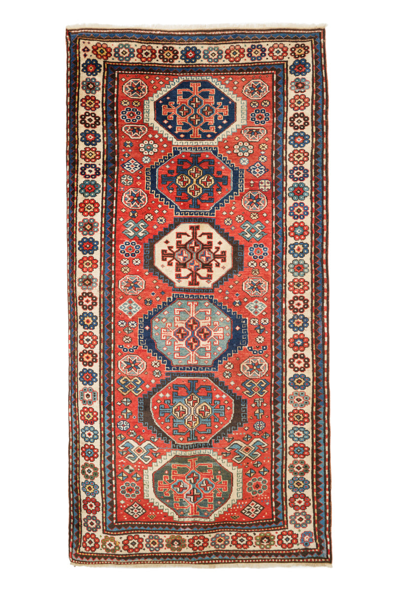 Antique Caucasian Kazak Rug 7'7" x 3'9"