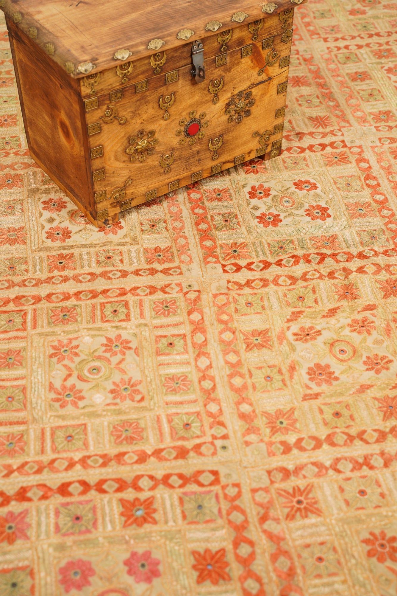 Vintage Indian Mirror Textile 7'6" x 6'6"