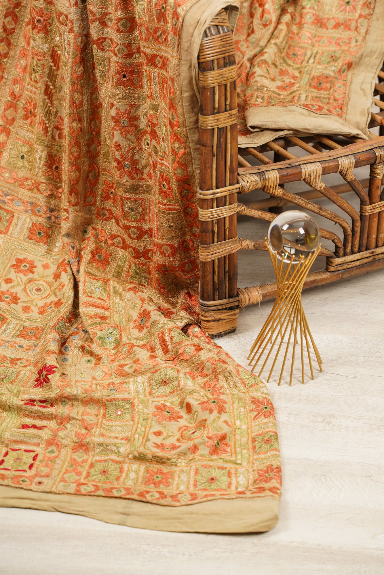 Vintage Indian Mirror Textile 7'6" x 6'6"