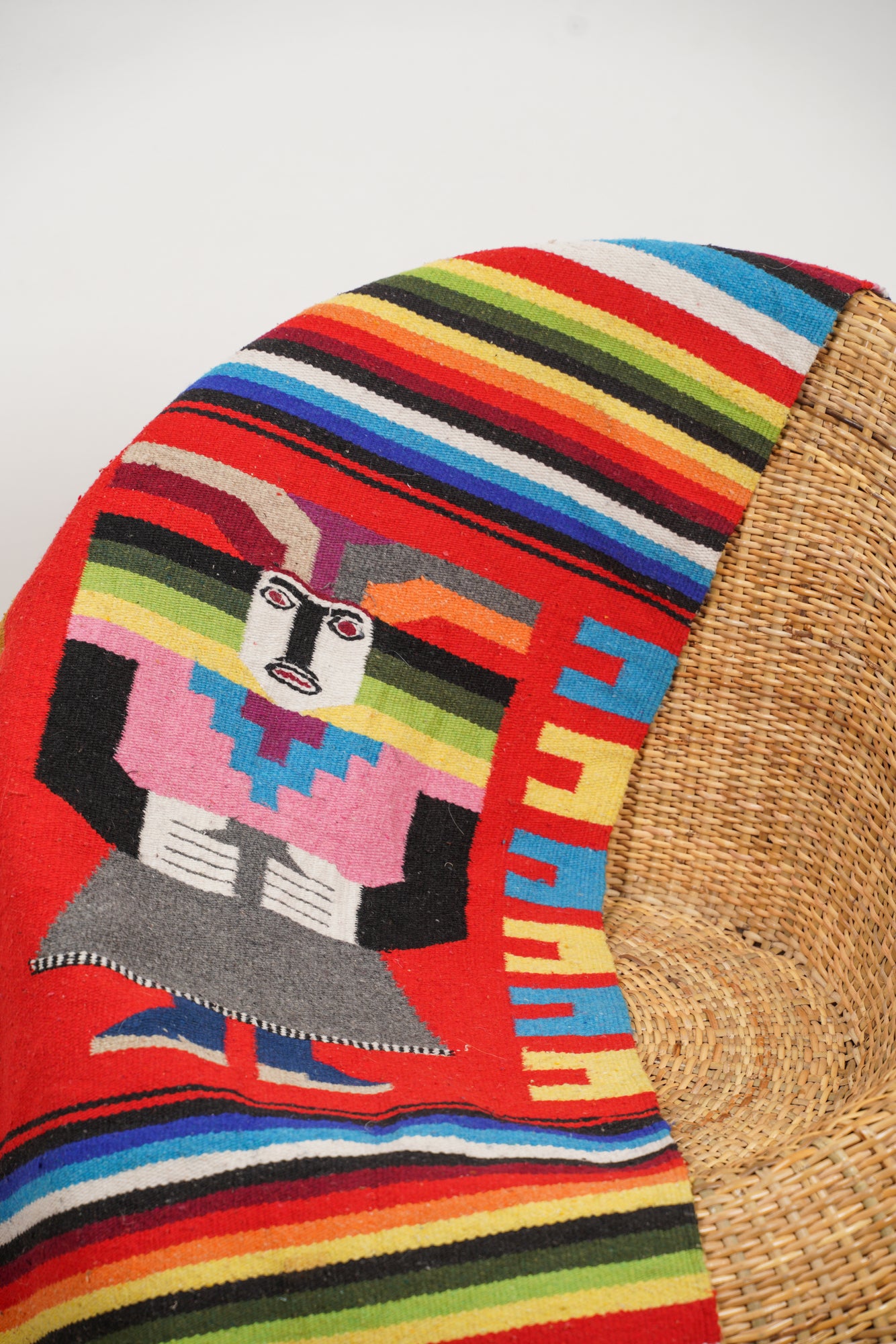 Vintage Mayan Aztec Wool Kilim 7'2" x 4'5"