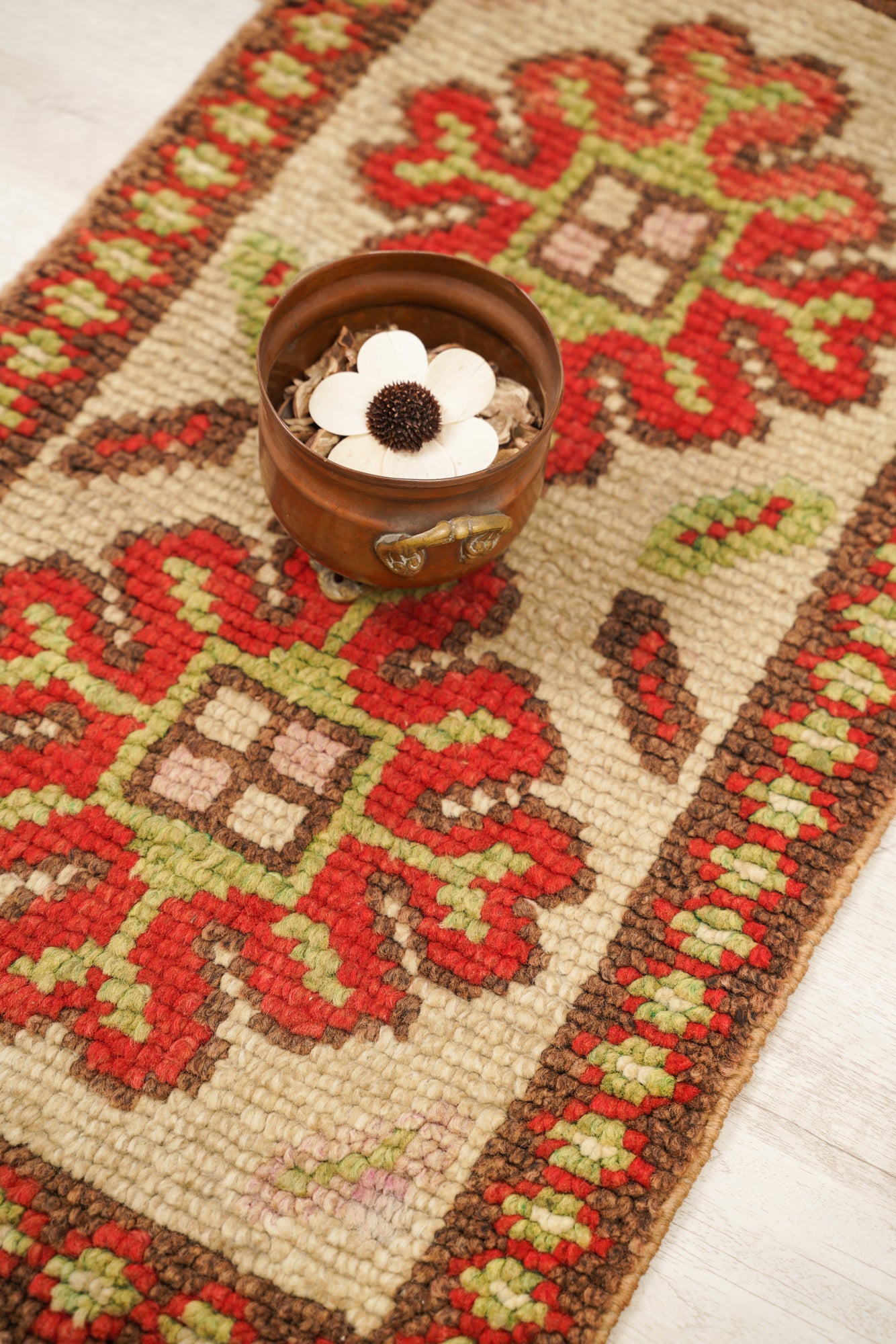 Vintage Turkish Oushak Rug 2'9" x 1'6"