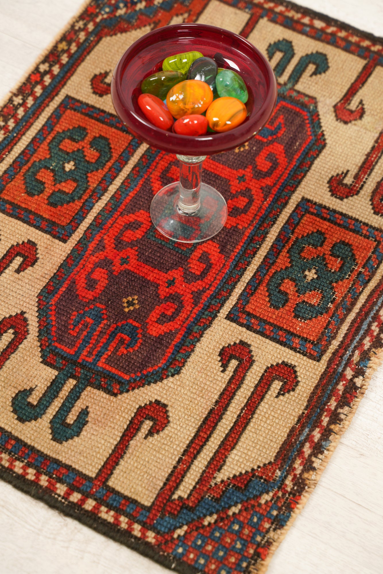 Antique Caucasian Karachopf Kazak Rug 2' x 1'5" Fragment