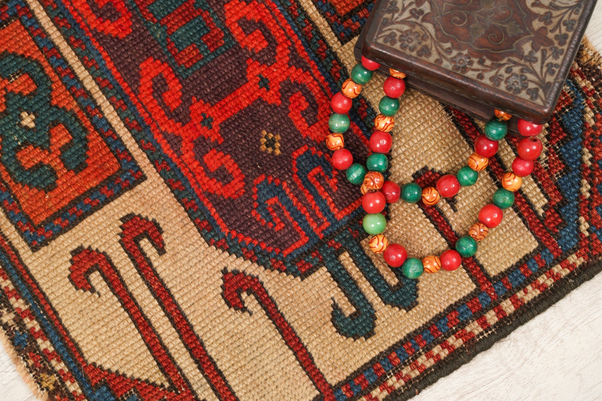 Antique Caucasian Karachopf Kazak Rug 2' x 1'5" Fragment