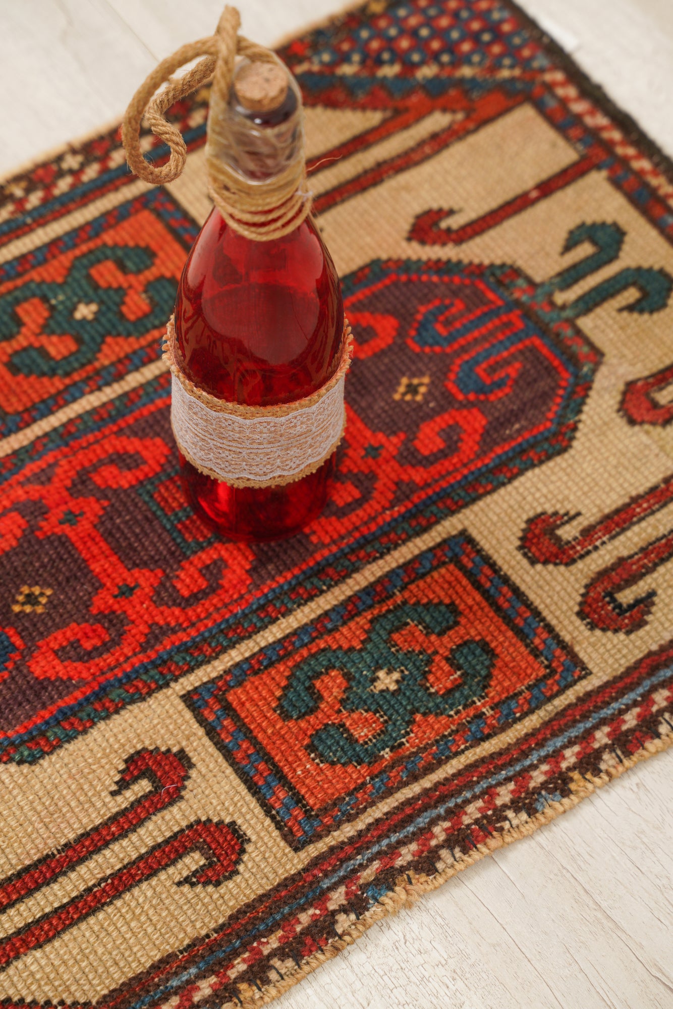 Antique Caucasian Karachopf Kazak Rug 2' x 1'5" Fragment