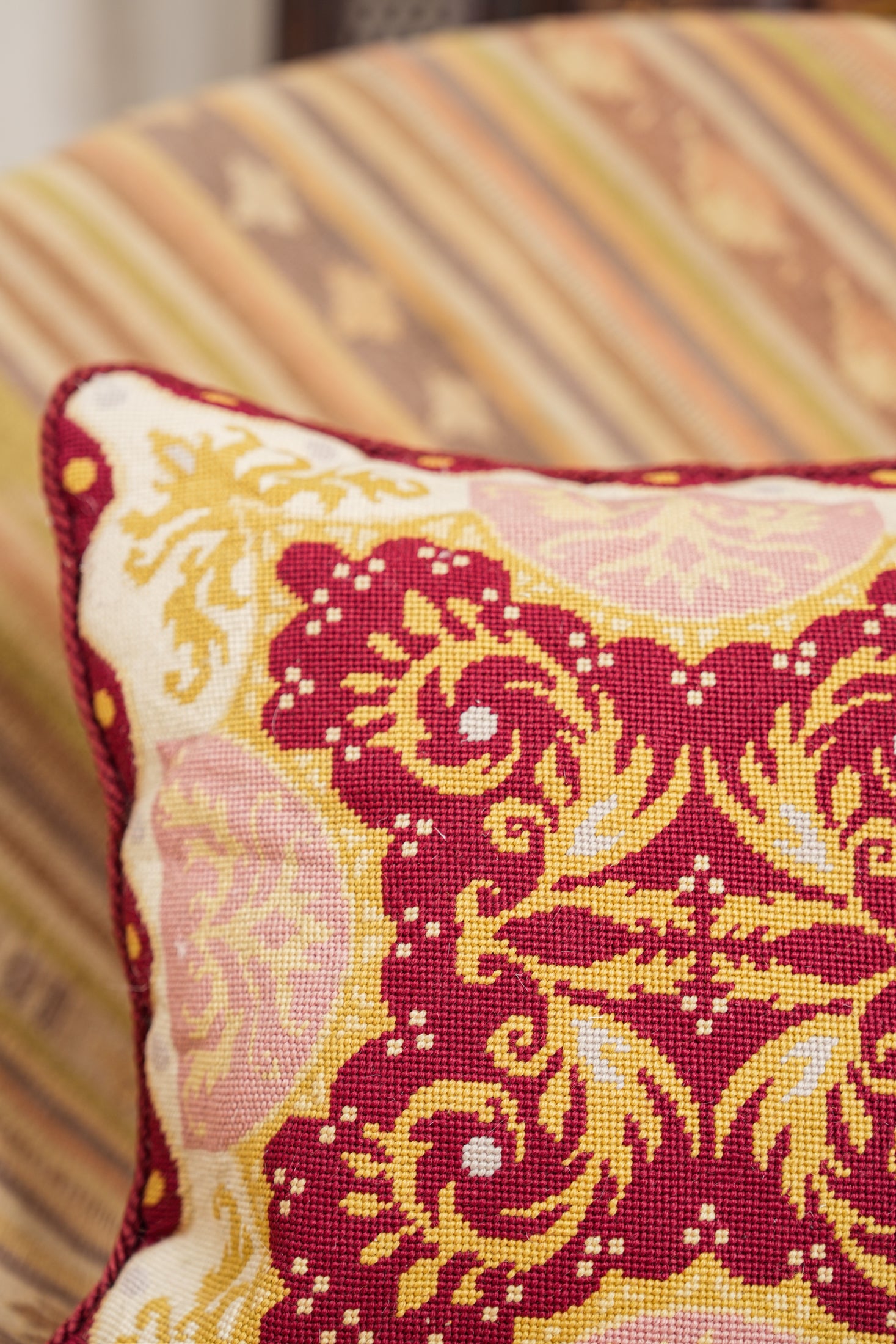 Vintage European Needlepoint Cushion 1'4" x 1'4"