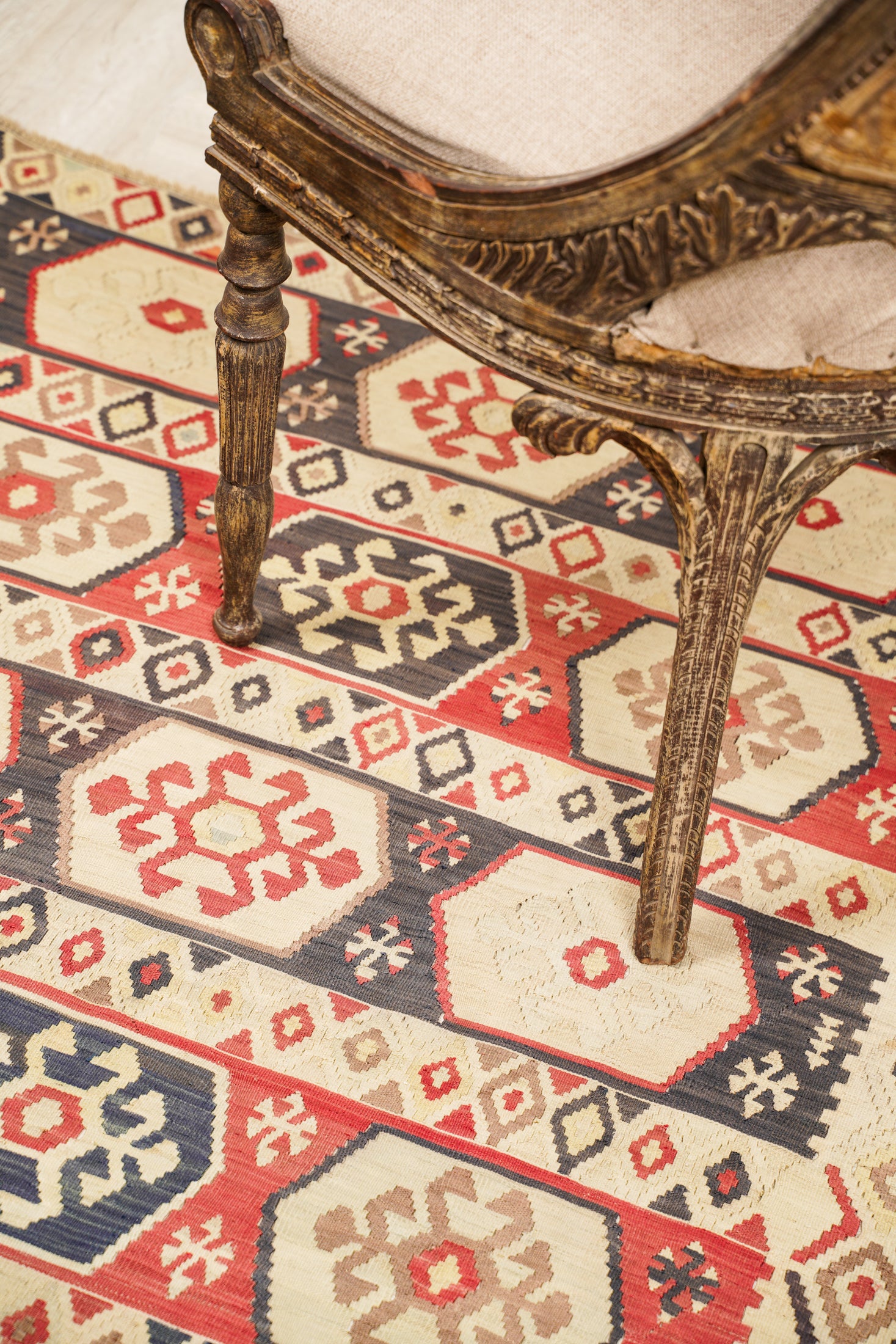 Vintage Rare Silk Turkish Sivas Kilim 5'3" x 3'7"