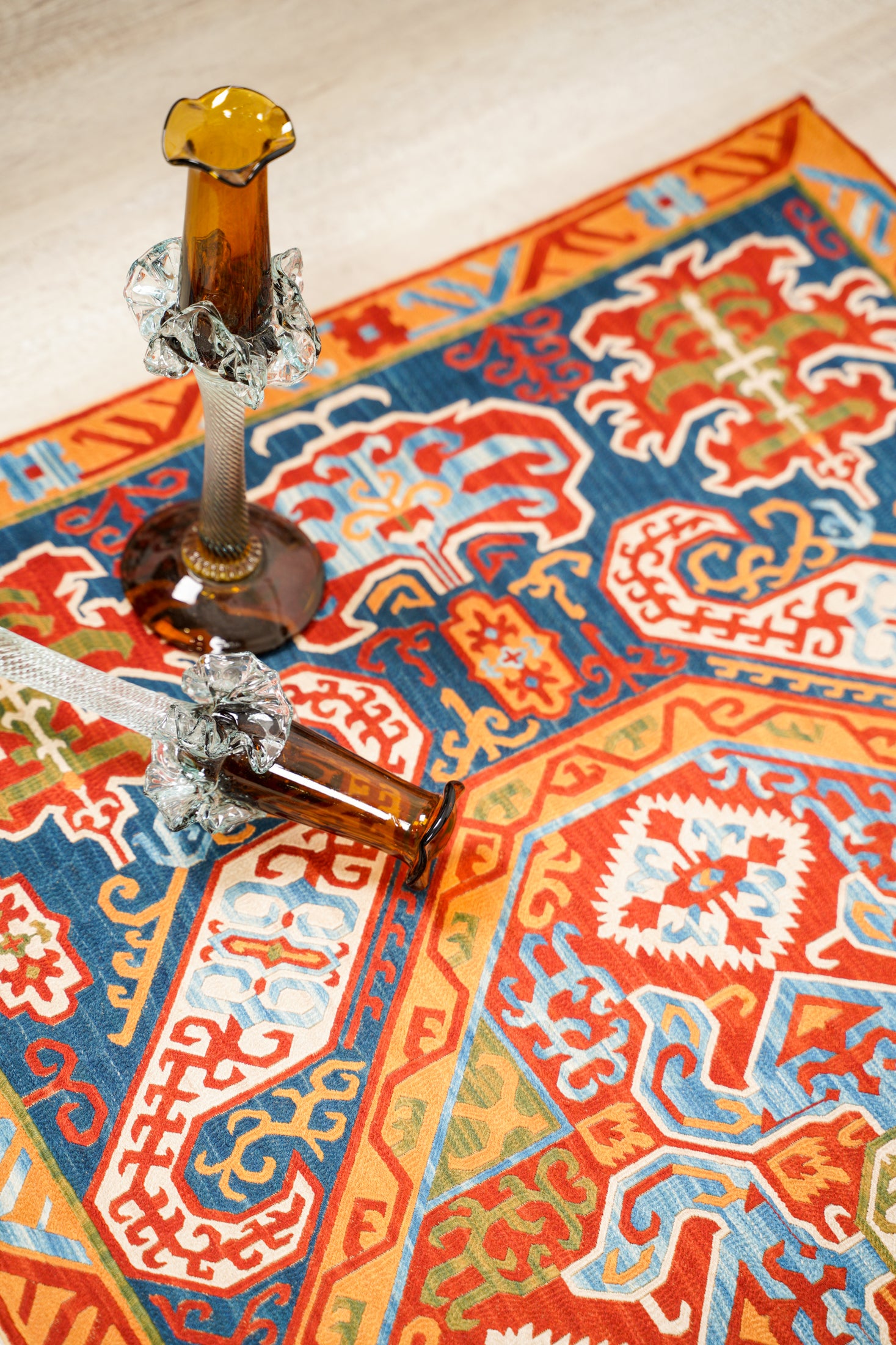 Vintage Dagestani Kaitag Silk Embroidery 3'7" x 2'3"