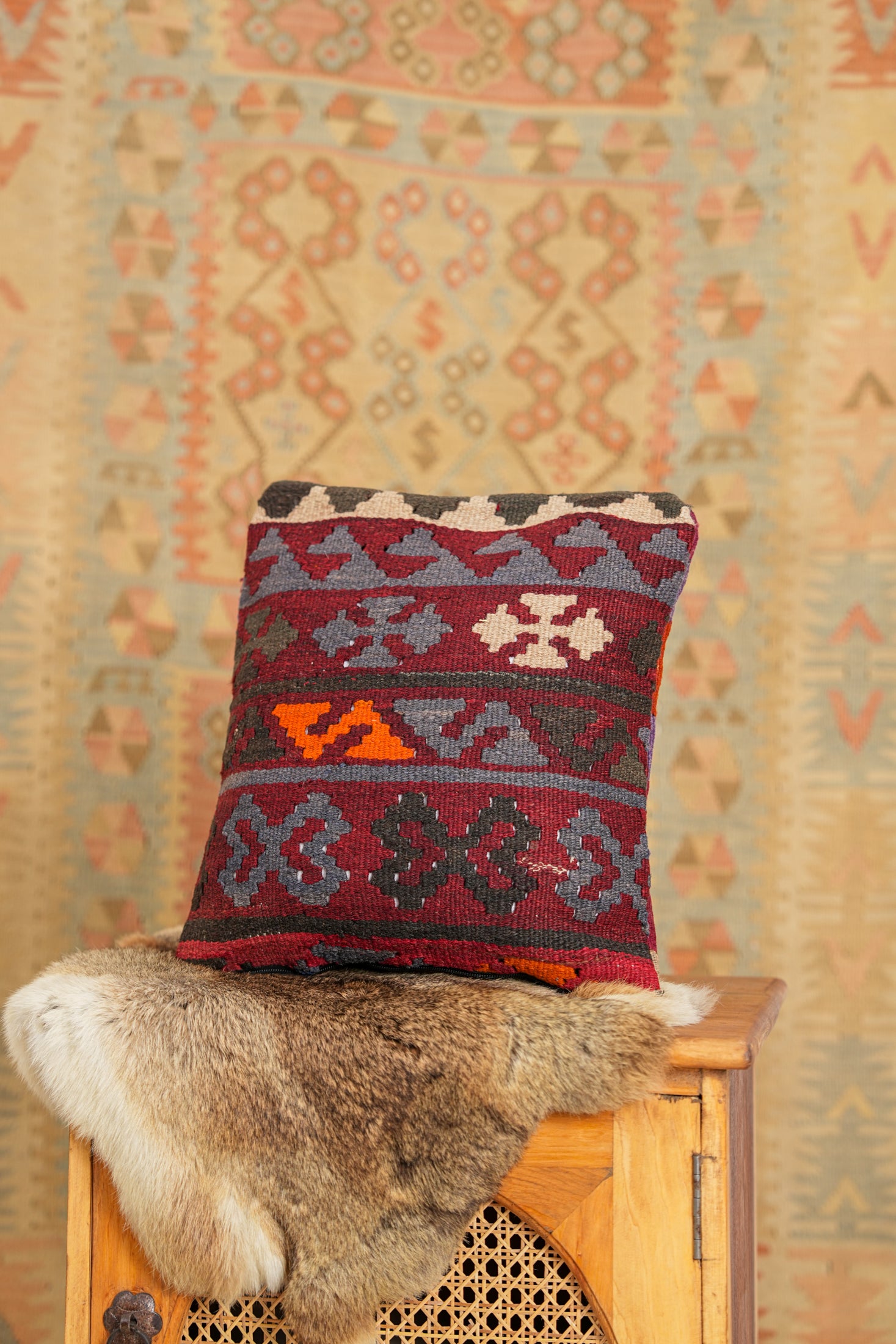 Vintage Turkish Double Sided Cushion 1'3" x 1'2"