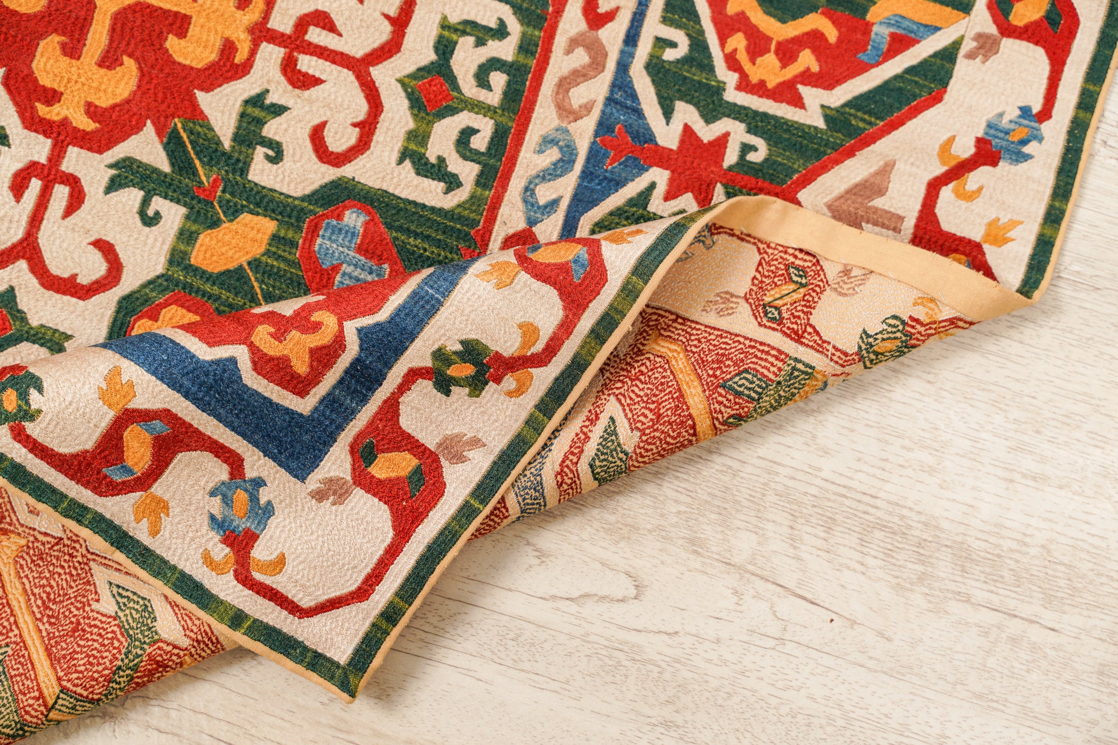Vintage Dagestani Kaitag Silk Embroidery 2'5" x 2'3"