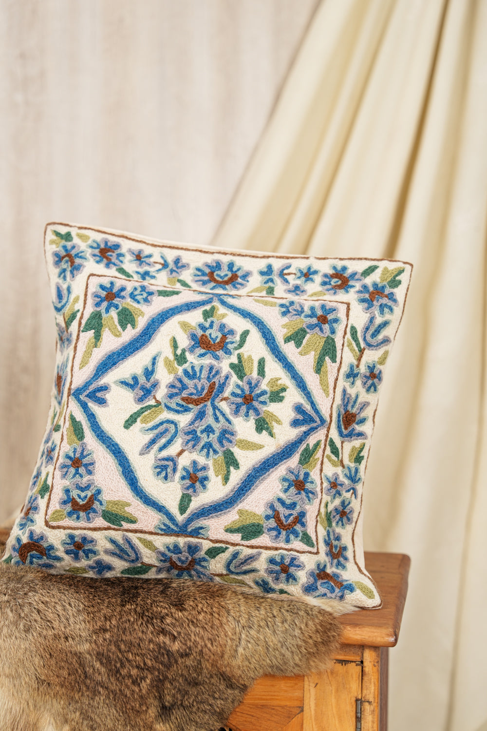 Vintage European Chain stitch cushion 1'4" x 1'4"