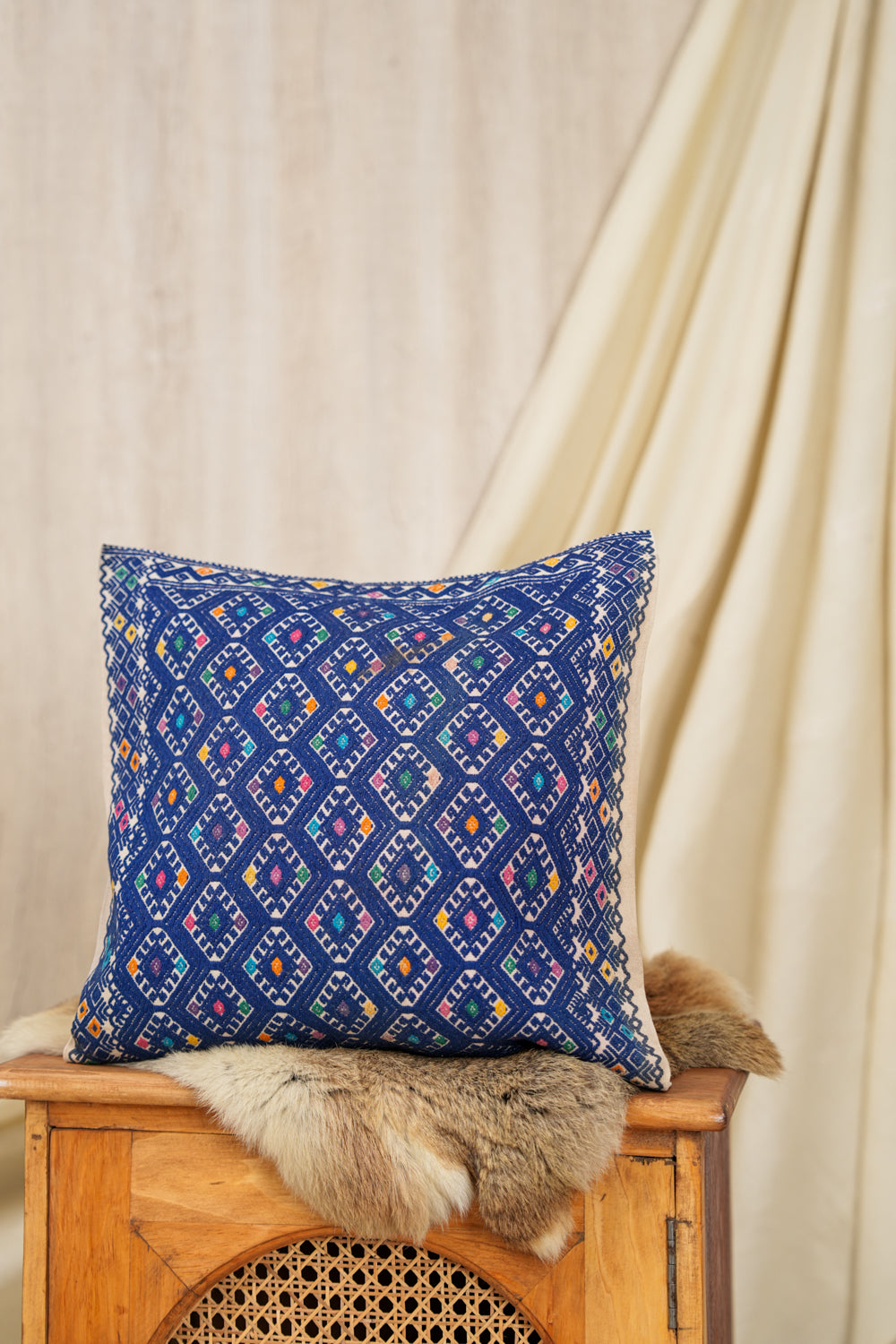 Vintage Mexican Embroidered Cushion 1'5" x 1'4"