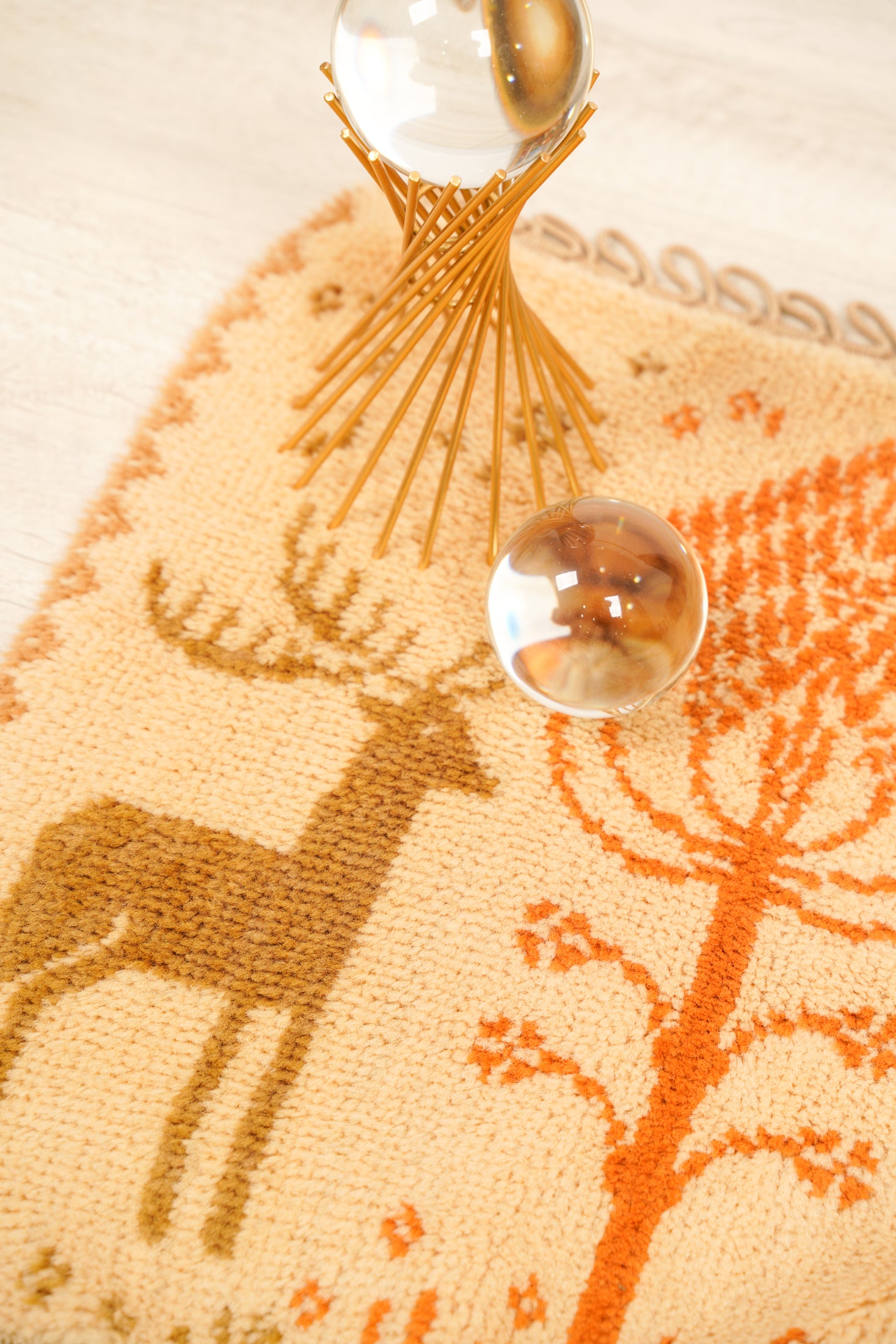 VINTAGE SWEDISH natural rug 1'9" x 1'2"